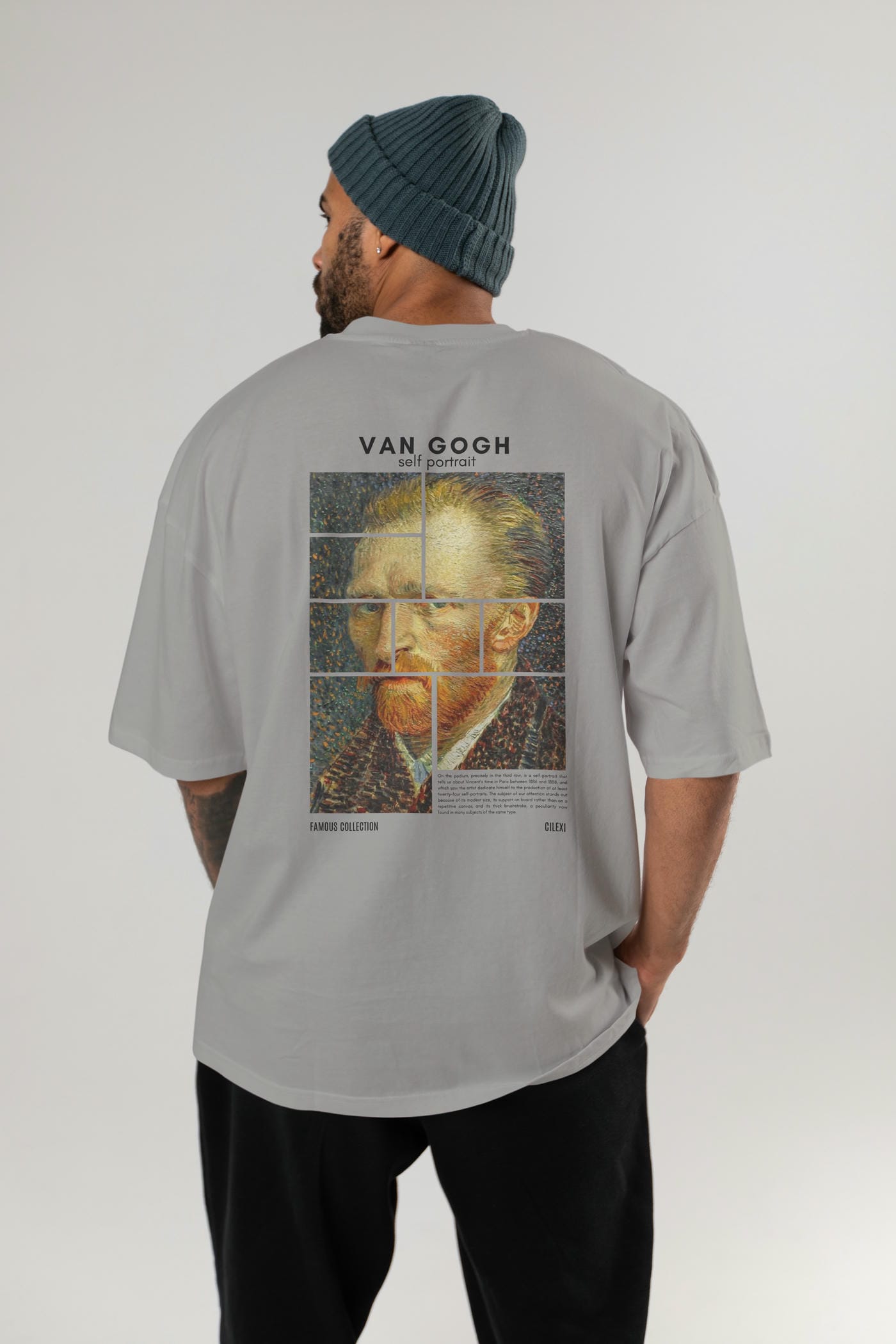 Van Gogh Self Portrait Arka Baskılı Oversize t-shirt Erkek Kadın Bisiklet Yaka Pamuk tişort