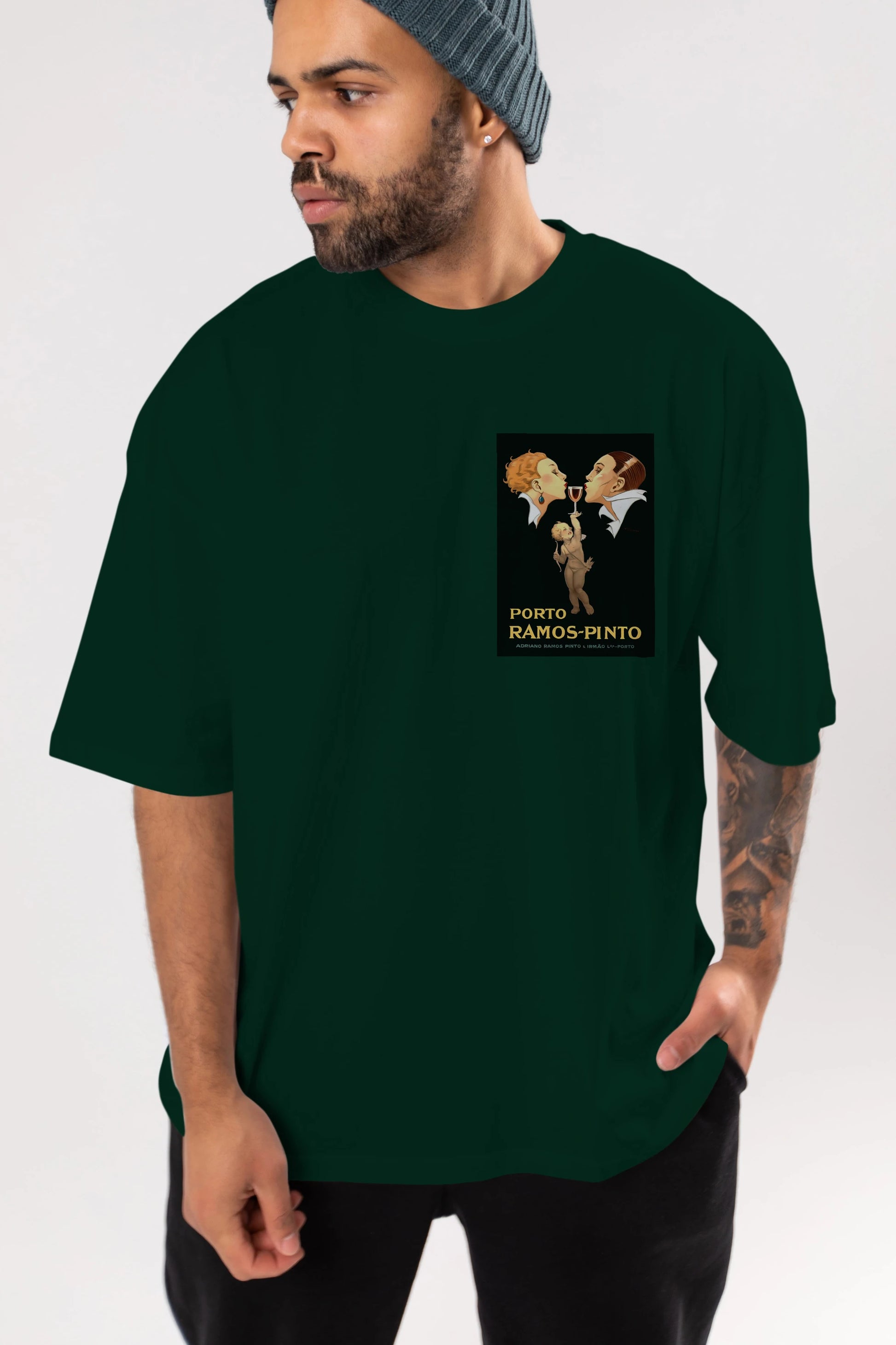 Porto Ramos Pinto Ön Sol Baskılı Oversize t-shirt Erkek Kadın Unisex %100 Pamuk Bisiklet Yaka tişort