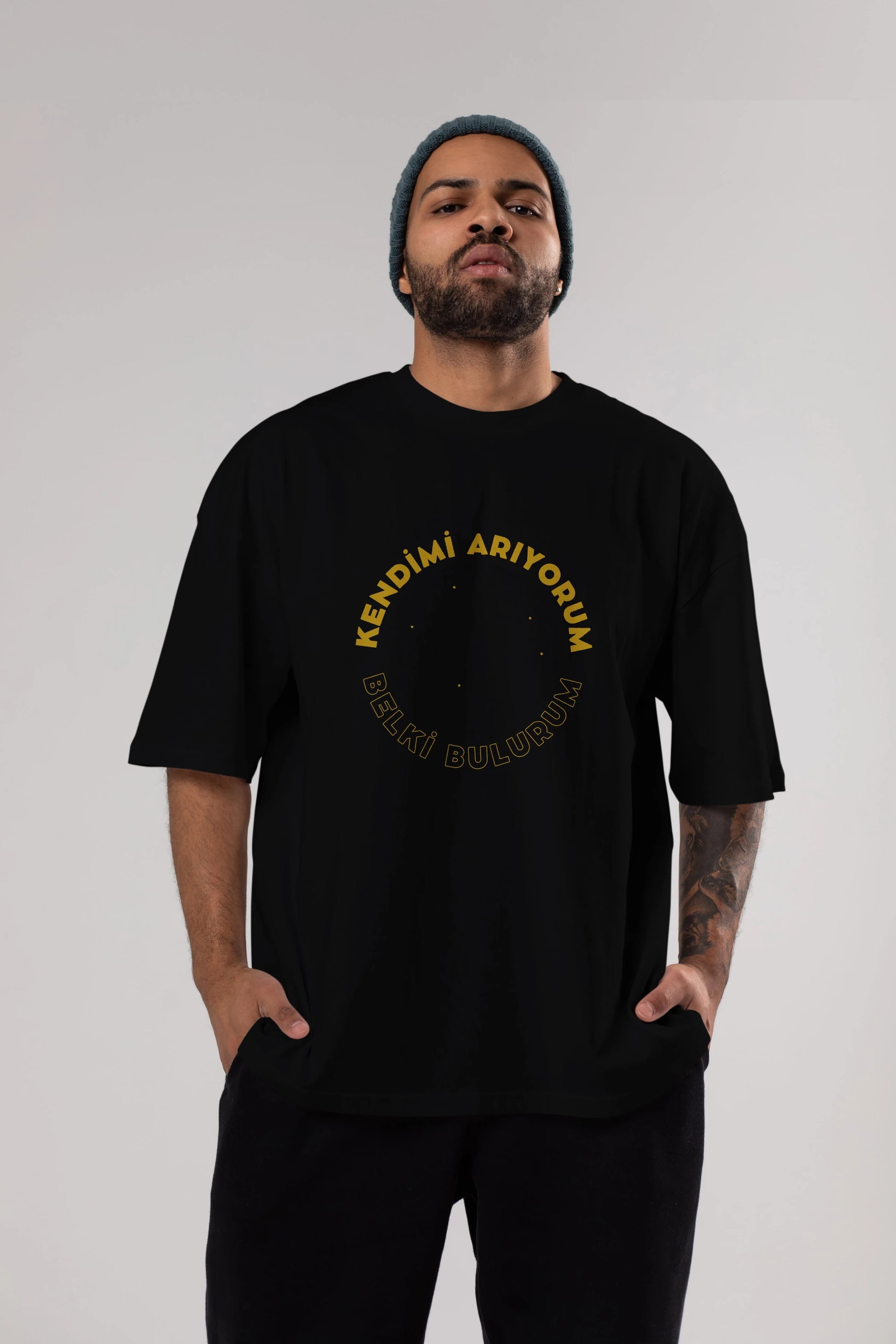 Kendimi Arıyorum Yazılı Ön Baskılı Oversize t-shirt Erkek Kadın Unisex