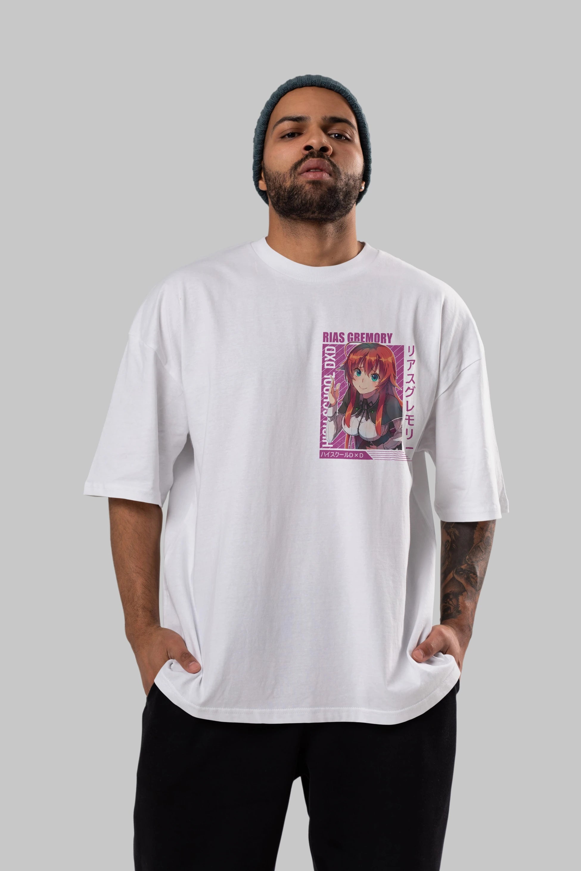 Rias Gremory 10 Ön Sol Baskılı Oversize t-shirt Erkek Kadın Unisex %100 Pamuk Bisiklet Yaka tişort