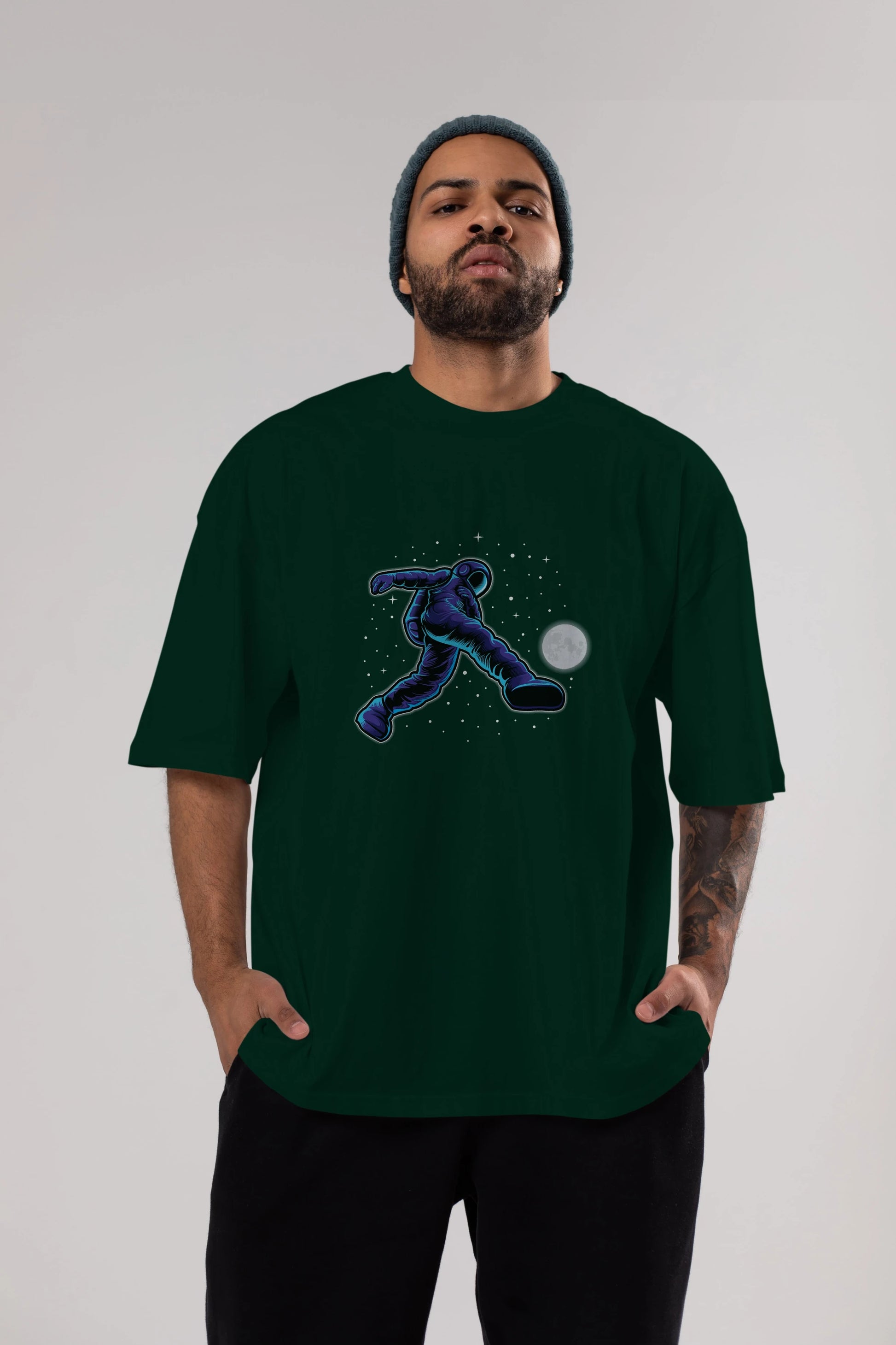 Astroball in Space Ön Baskılı Oversize t-shirt Erkek Kadın Unisex