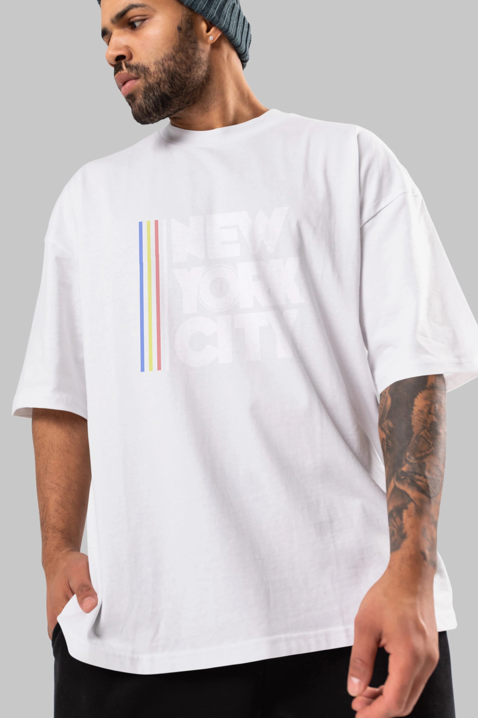 New York City Style Ön Baskılı Oversize t-shirt Erkek Kadın Unisex