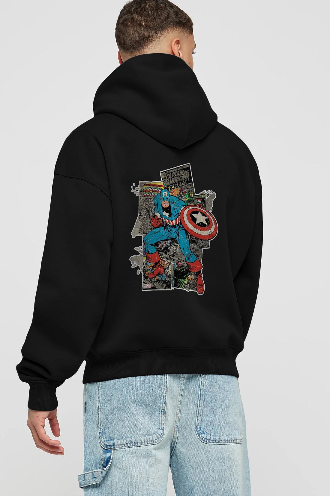 Captain America (2) Arka Baskılı Hoodie Oversize Kapüşonlu Sweatshirt Erkek Kadın Unisex