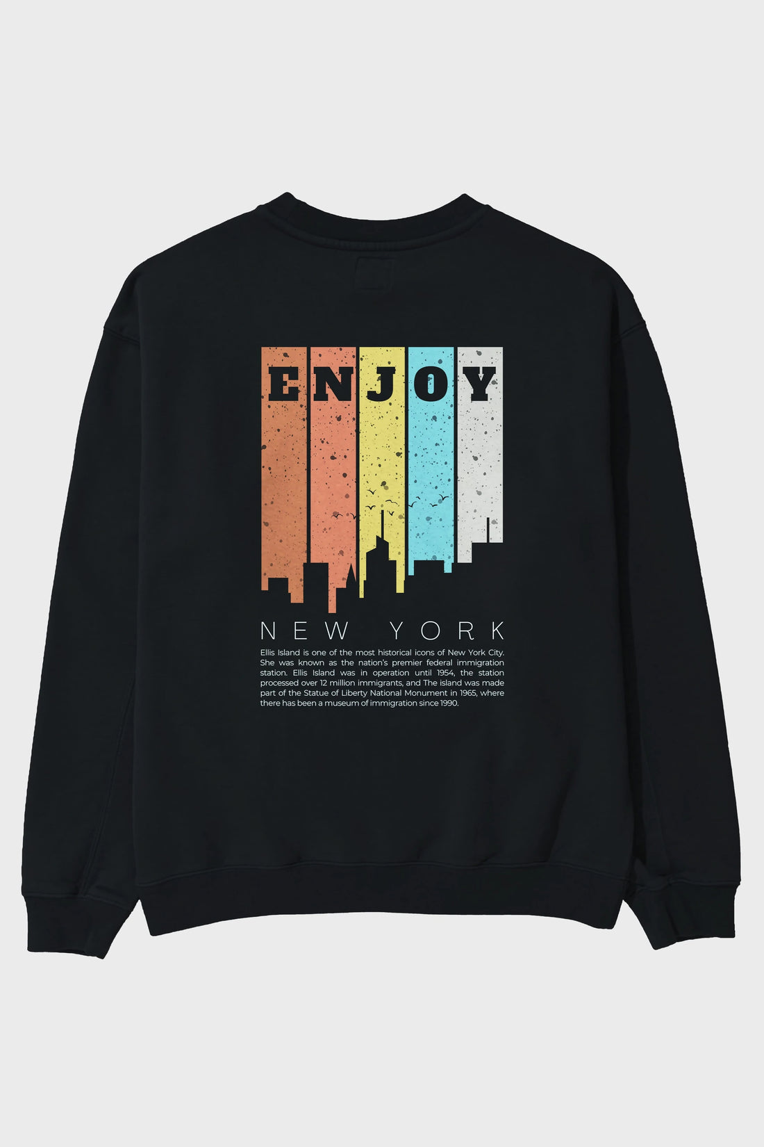 Enjoy New York Yazılı Arka Baskılı Oversize Sweatshirt Erkek Kadın Unisex