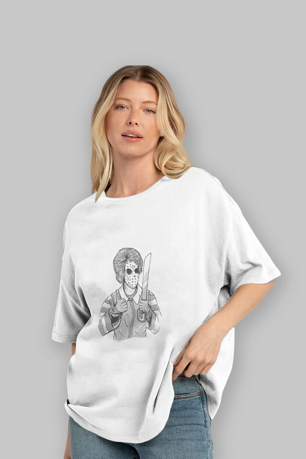 Clown Killer Ön Baskılı Oversize t-shirt Erkek Kadın Unisex %100 Pamuk tişort