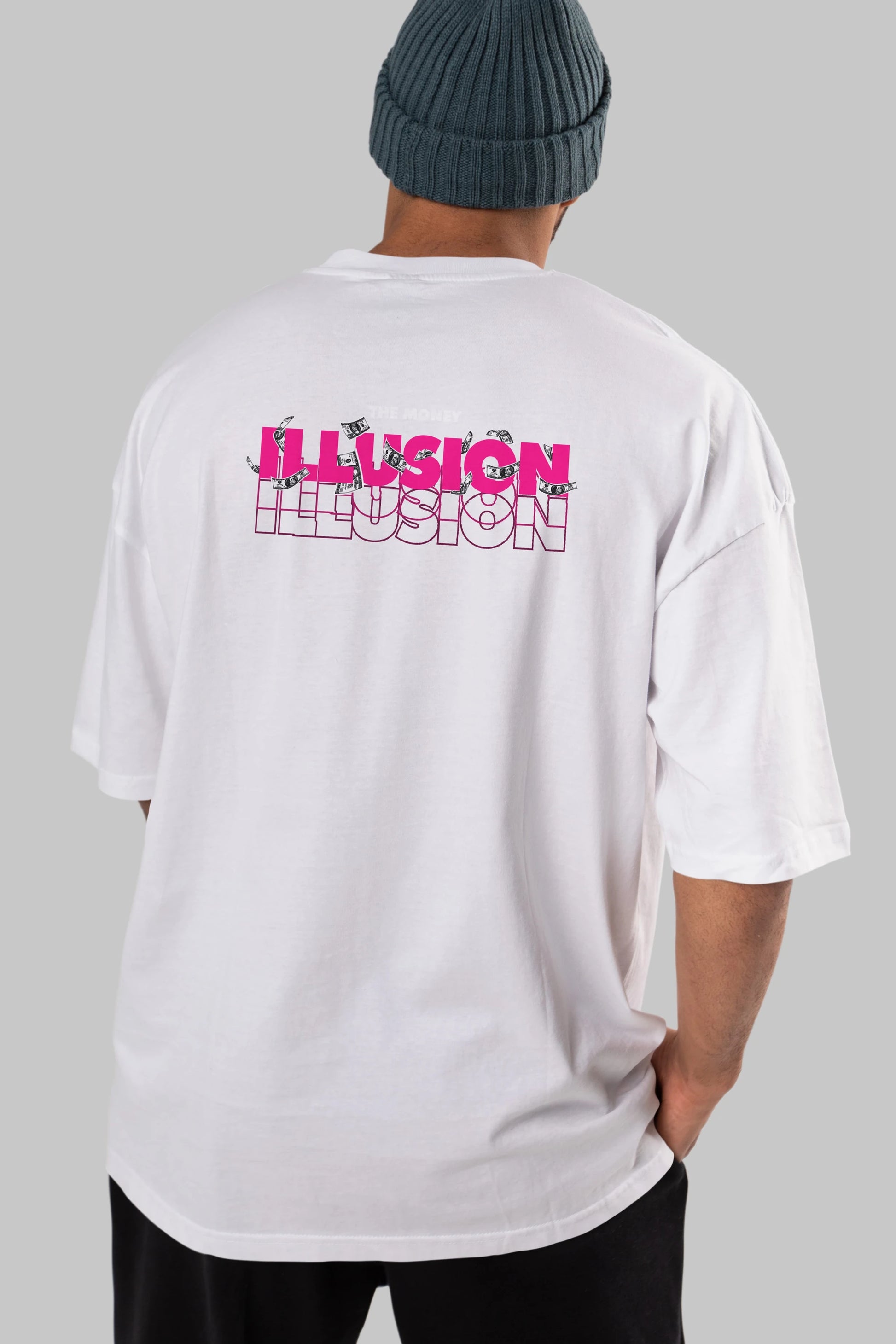The Money Illusion Arka Baskılı Oversize t-shirt Erkek Kadın Unisex