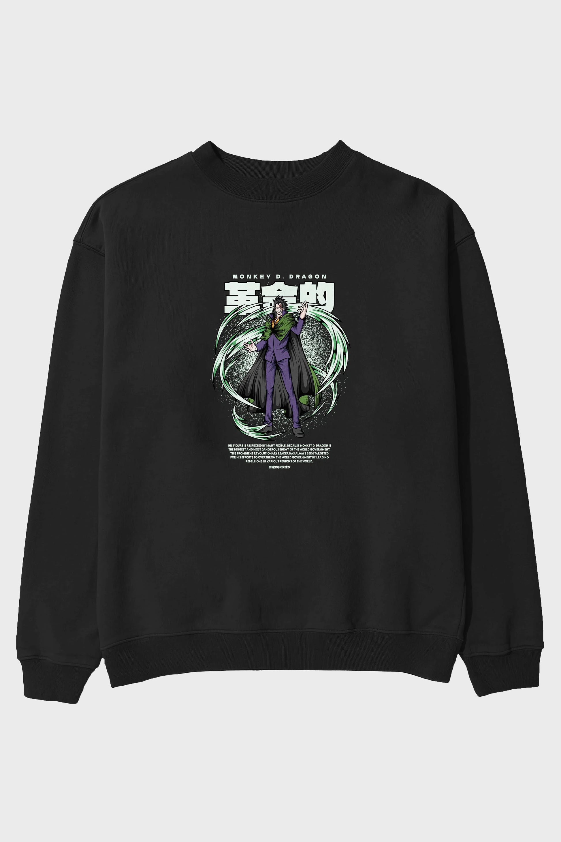 Monkey D. Dragon Anime Ön Baskılı Oversize Sweatshirt Erkek Kadın Unisex