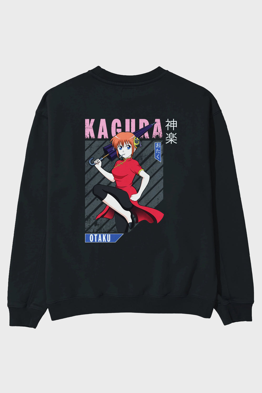 Kagura GINTAMA 1 Anime Arka Baskılı Oversize Sweatshirt Erkek Kadın Unisex