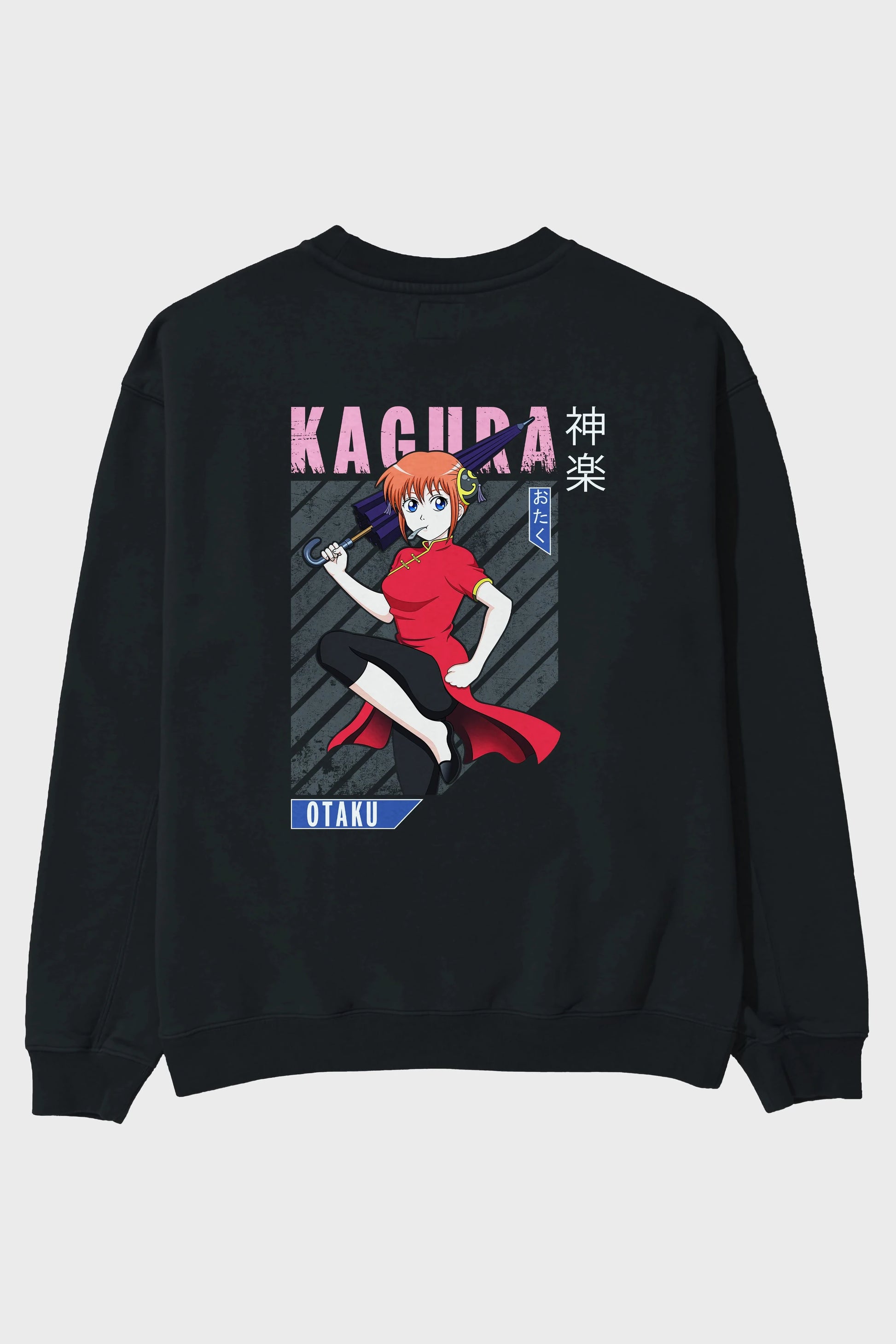 Kagura GINTAMA 1 Anime Arka Baskılı Oversize Sweatshirt Erkek Kadın Unisex