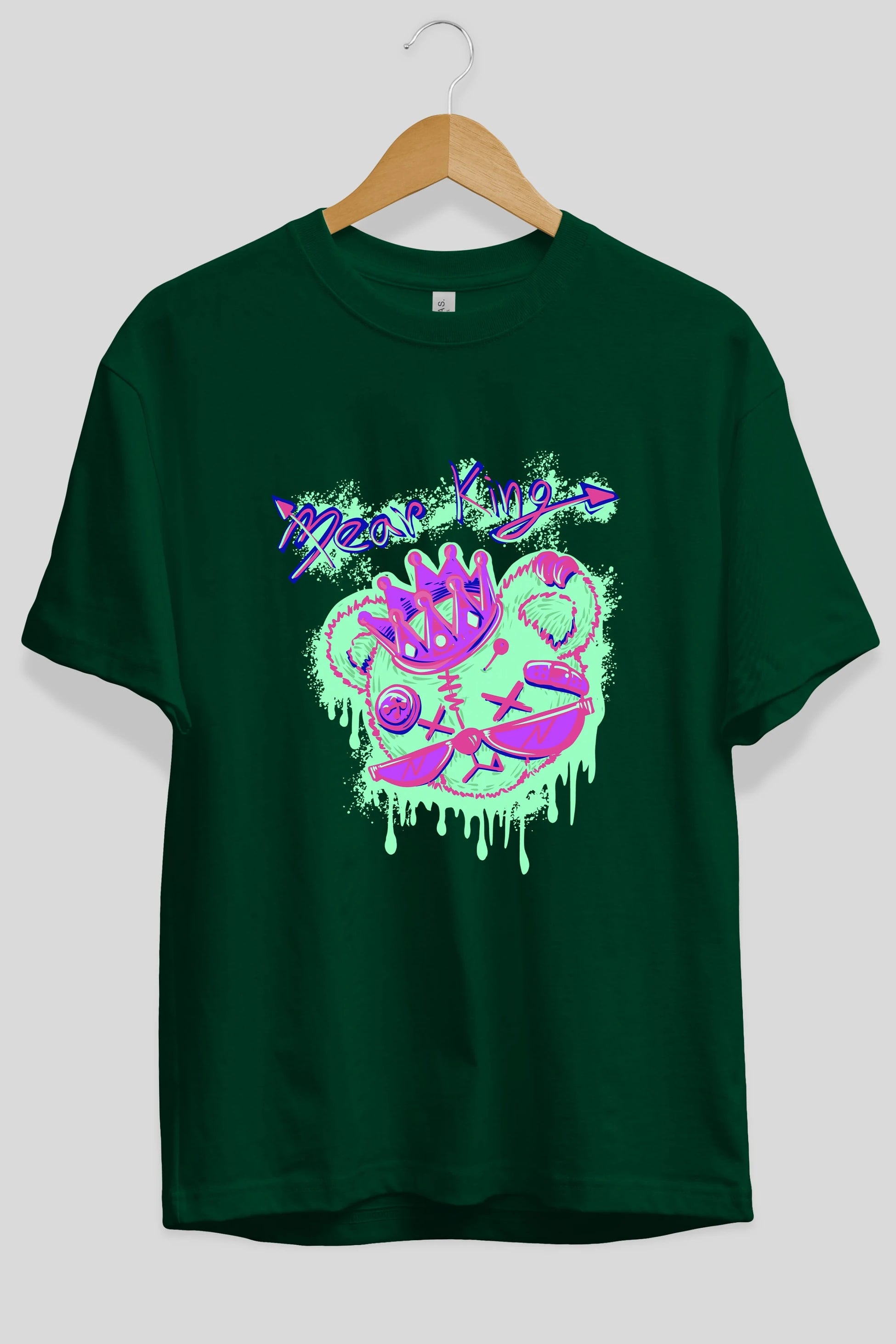 Bear King Ön Baskılı Oversize t-shirt Erkek Kadın Unisex