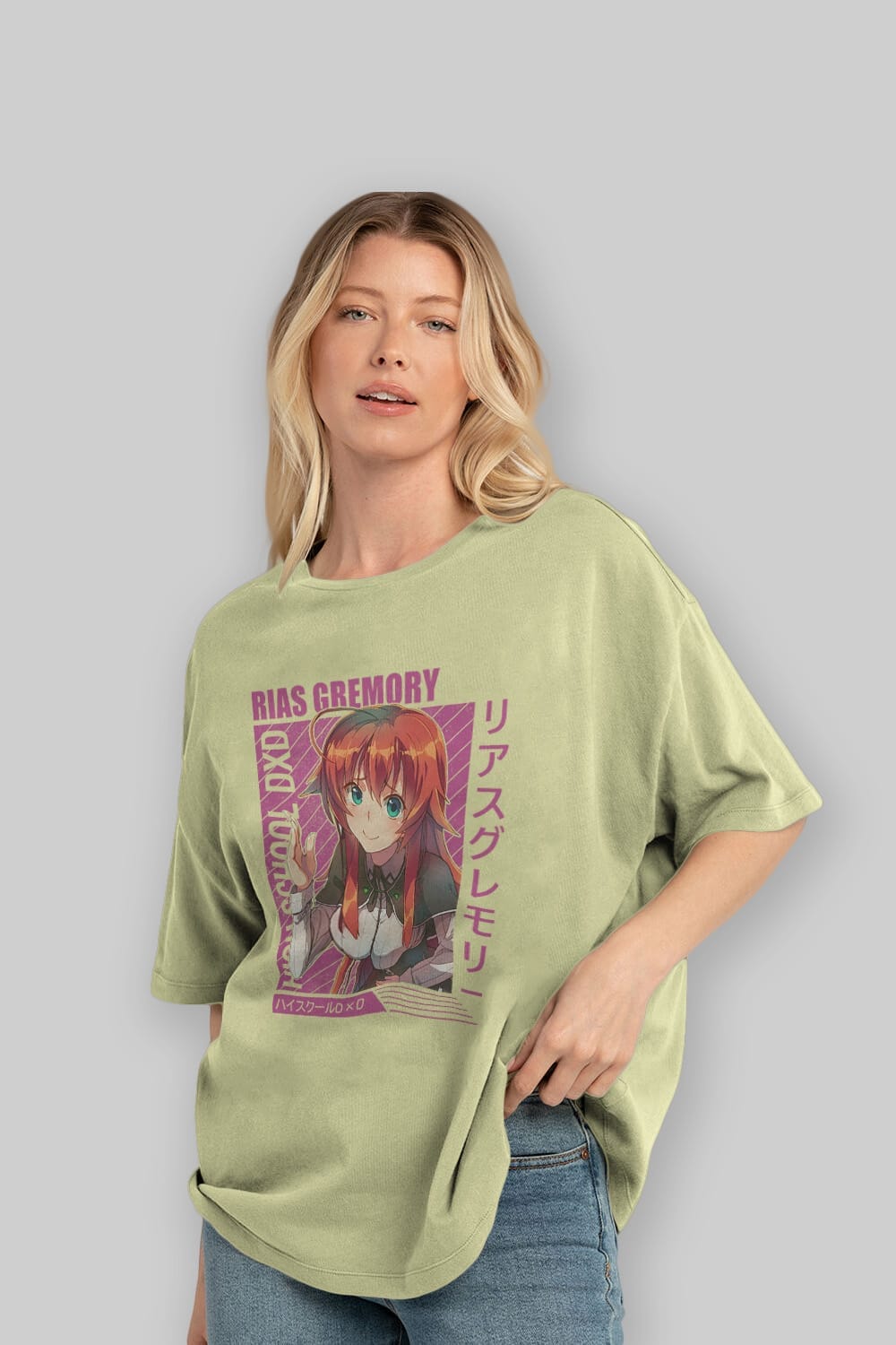 Rias Gremory 10 Anime Ön Baskılı Oversize t-shirt %100 pamuk Erkek Kadın Unisex
