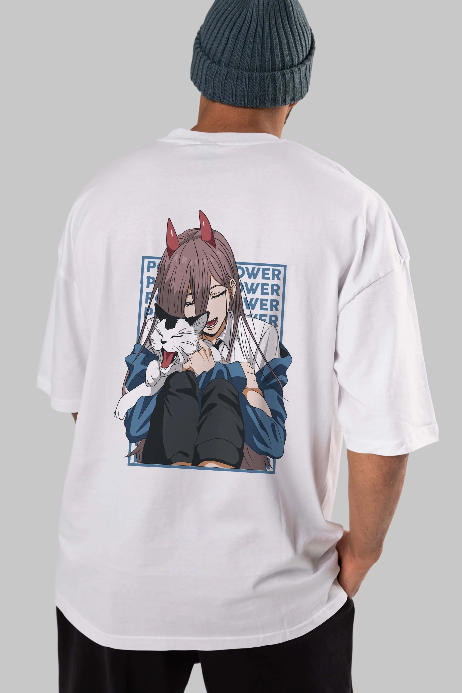 POWER CHAINSAWMAN Anime Arka Baskılı Oversize t-shirt Erkek Kadın Unisex