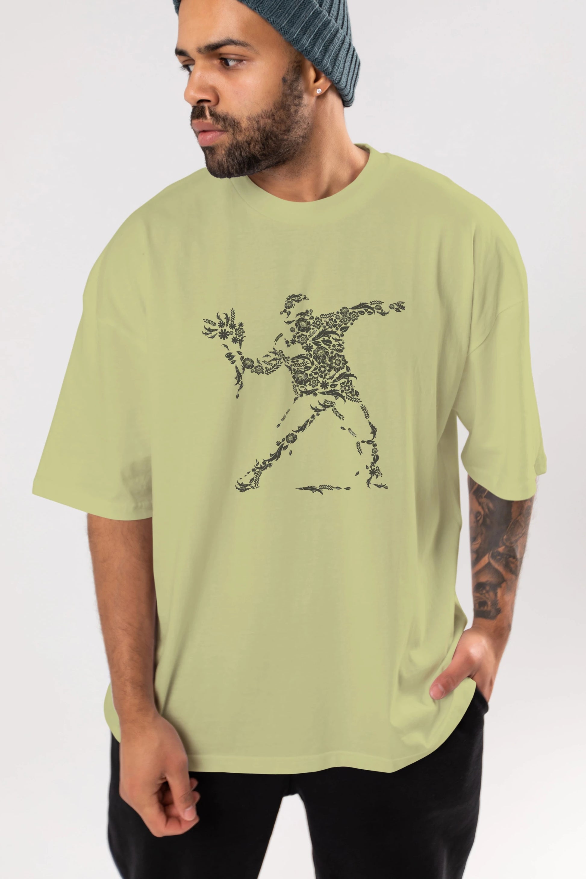 Flourish Vandalism Ön Baskılı Oversize t-shirt %100 pamuk Erkek Kadın Unisex