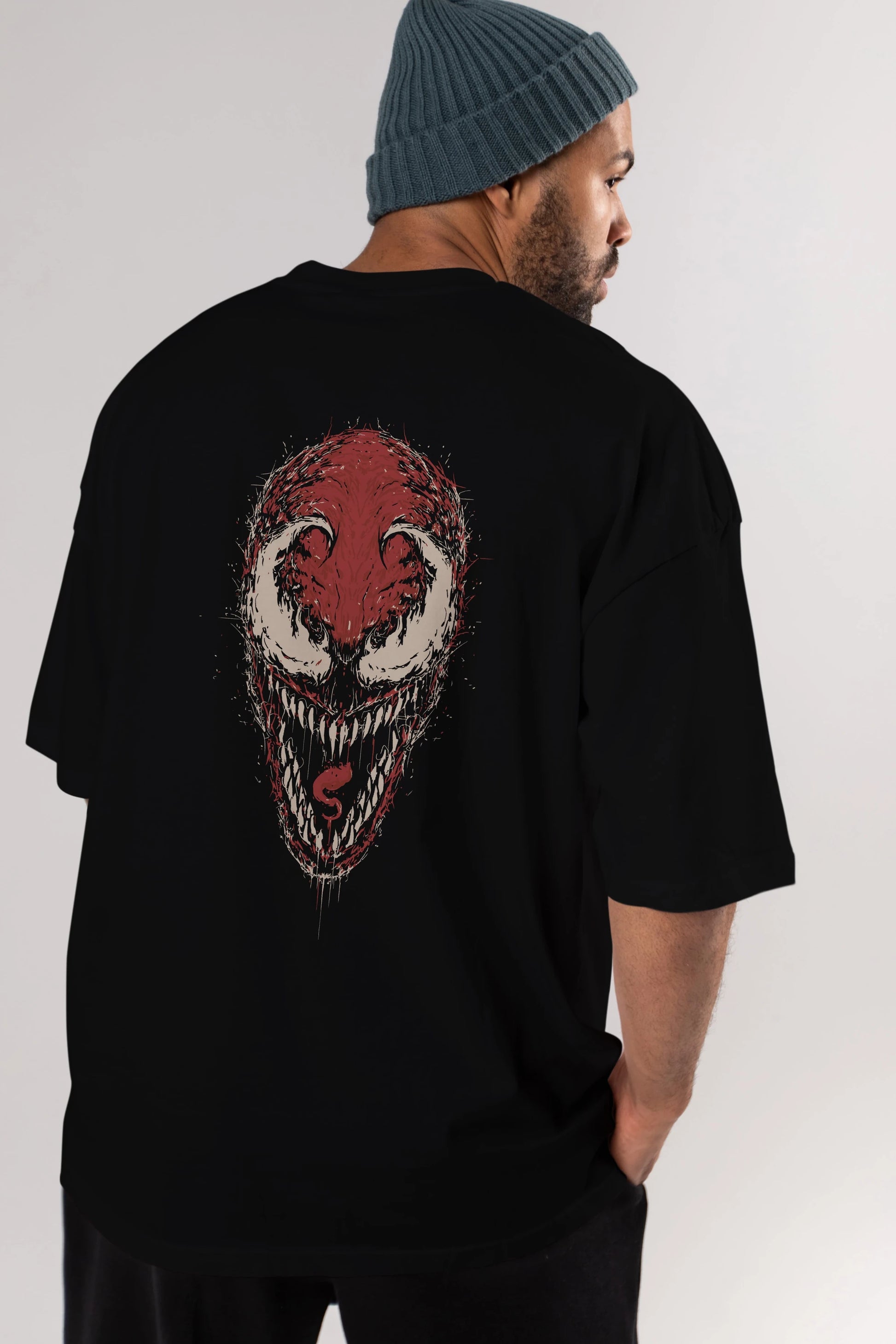 Venom (12) Arka Baskılı Oversize t-shirt Erkek Kadın Unisex %100 Pamuk Bisiklet Yaka tişort