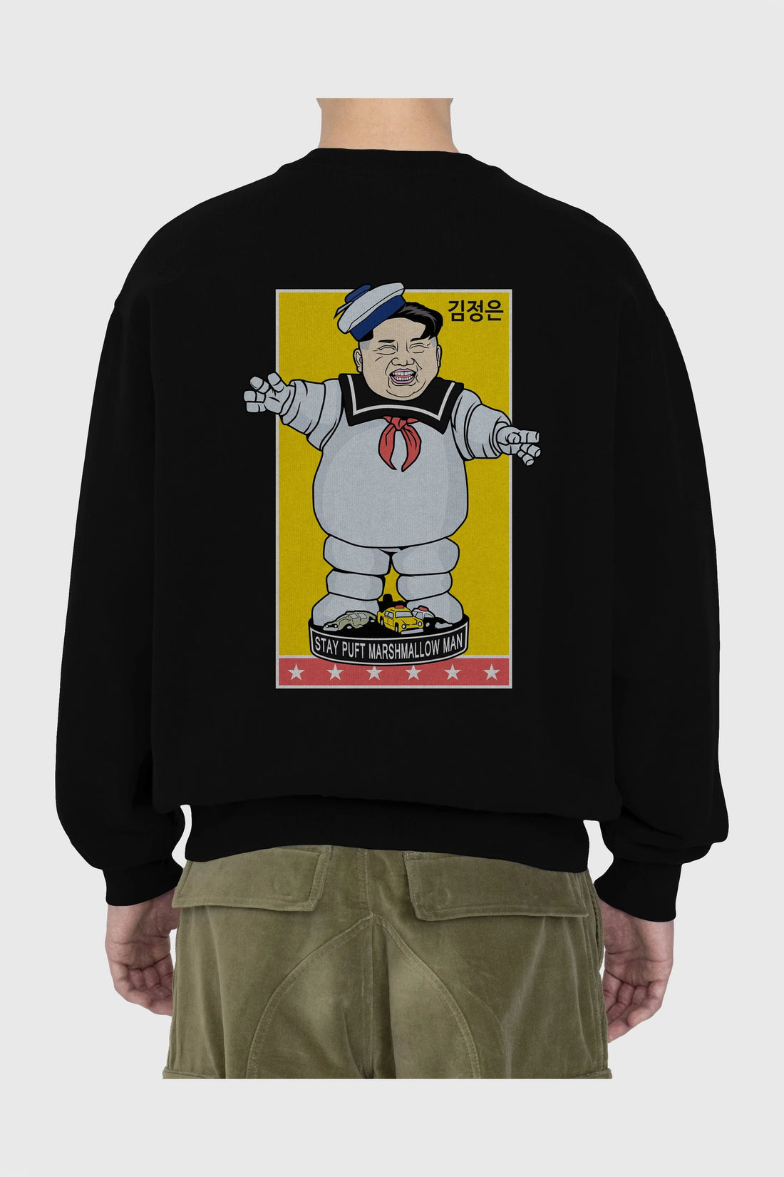 Stay Puft Jong Un Arka Baskılı Oversize Sweatshirt Erkek Kadın Unisex