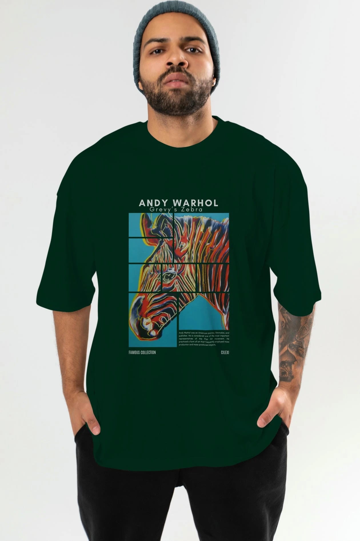 Andy Warhol ön Baskılı Oversize t-shirt Erkek Kadın Bisiklet Yaka Pamuk tişort