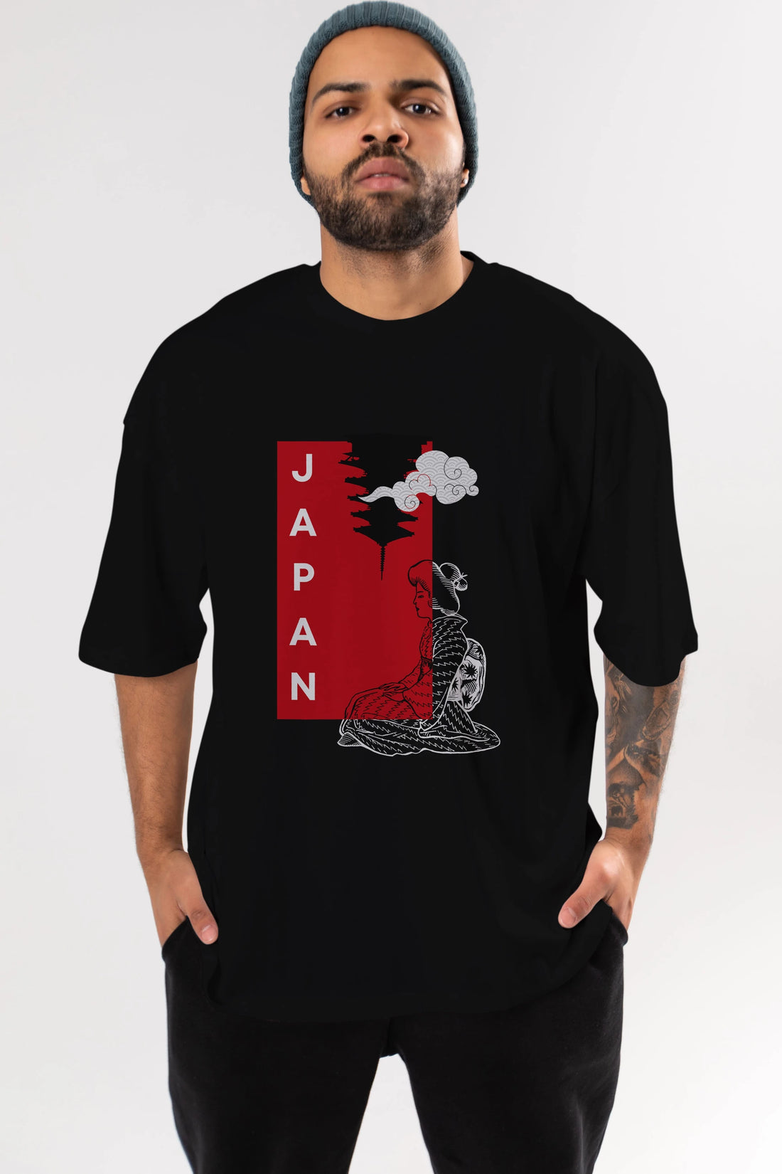 Japan Yazılı Streetwear Ön Baskılı Oversize t-shirt Erkek Kadın Unisex