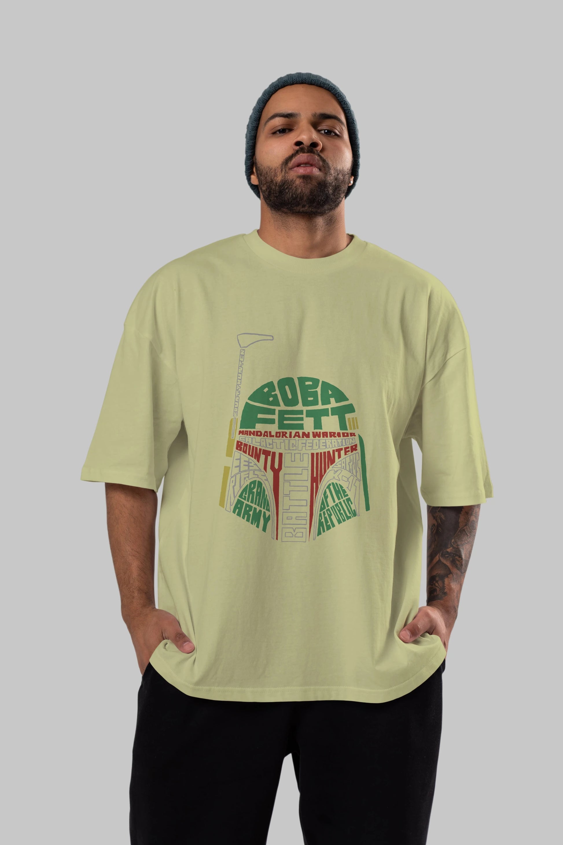 Boba Fett (2) Ön Baskılı Oversize t-shirt %100 pamuk Erkek Kadın Unisex