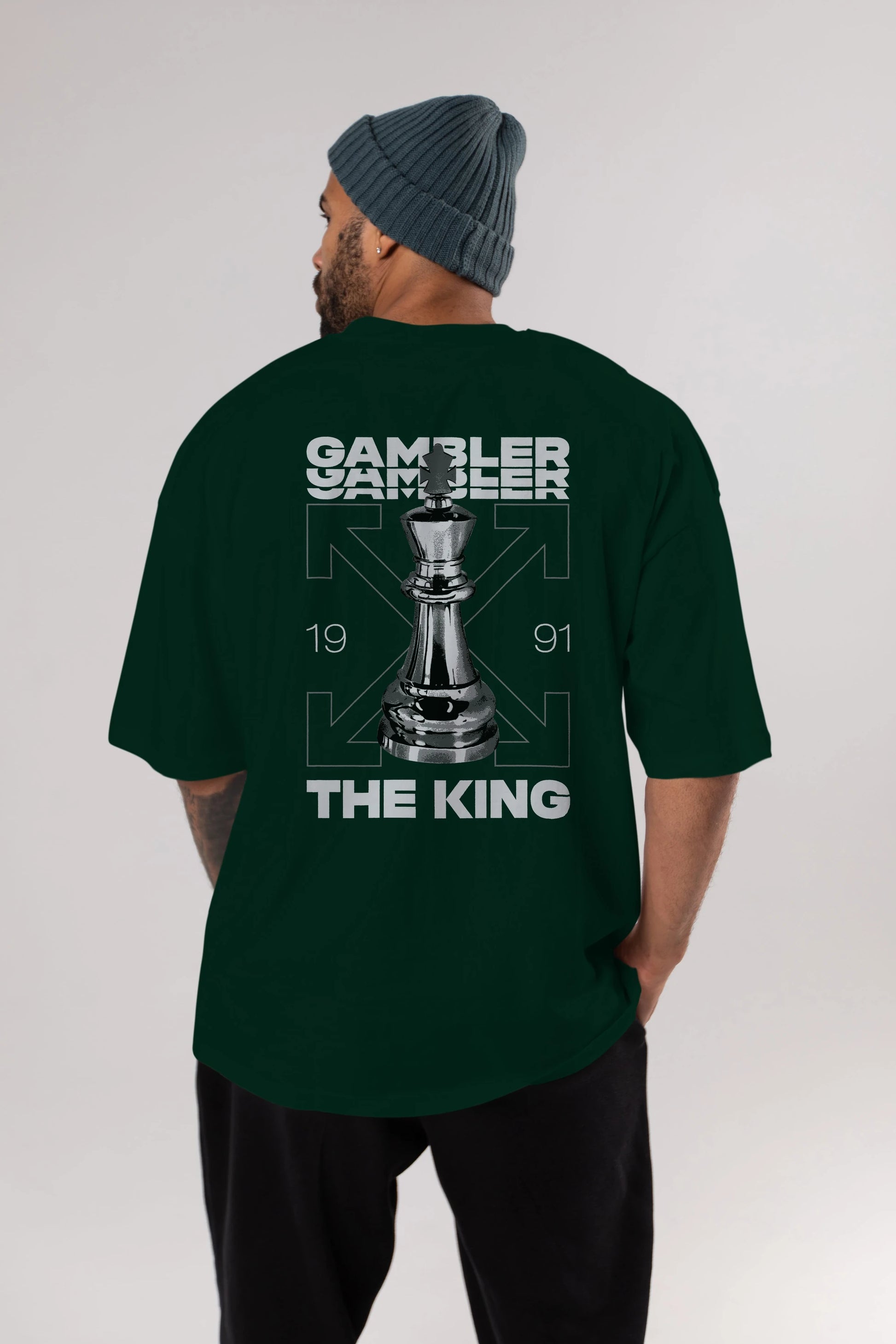 Gambler The King Arka Baskılı Oversize t-shirt Erkek Kadın Unisex