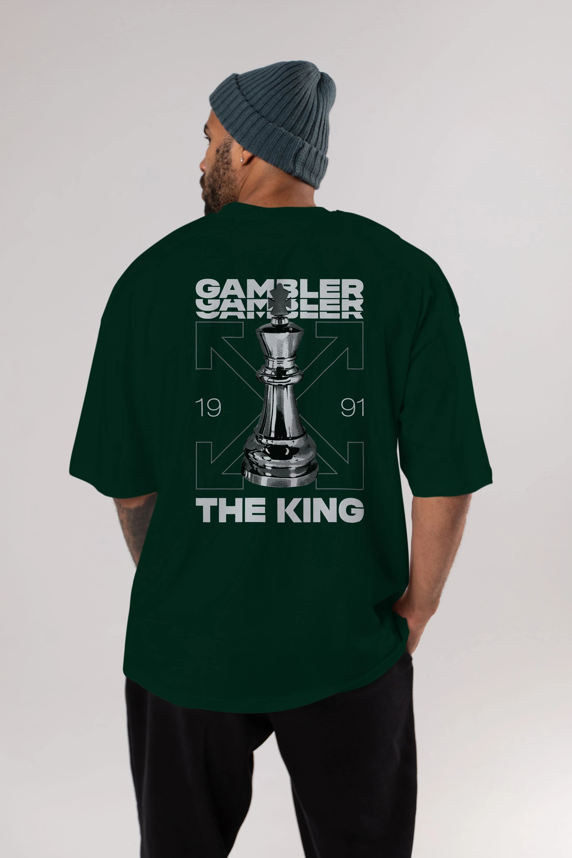Gambler The King Arka Baskılı Oversize t-shirt Erkek Kadın Unisex
