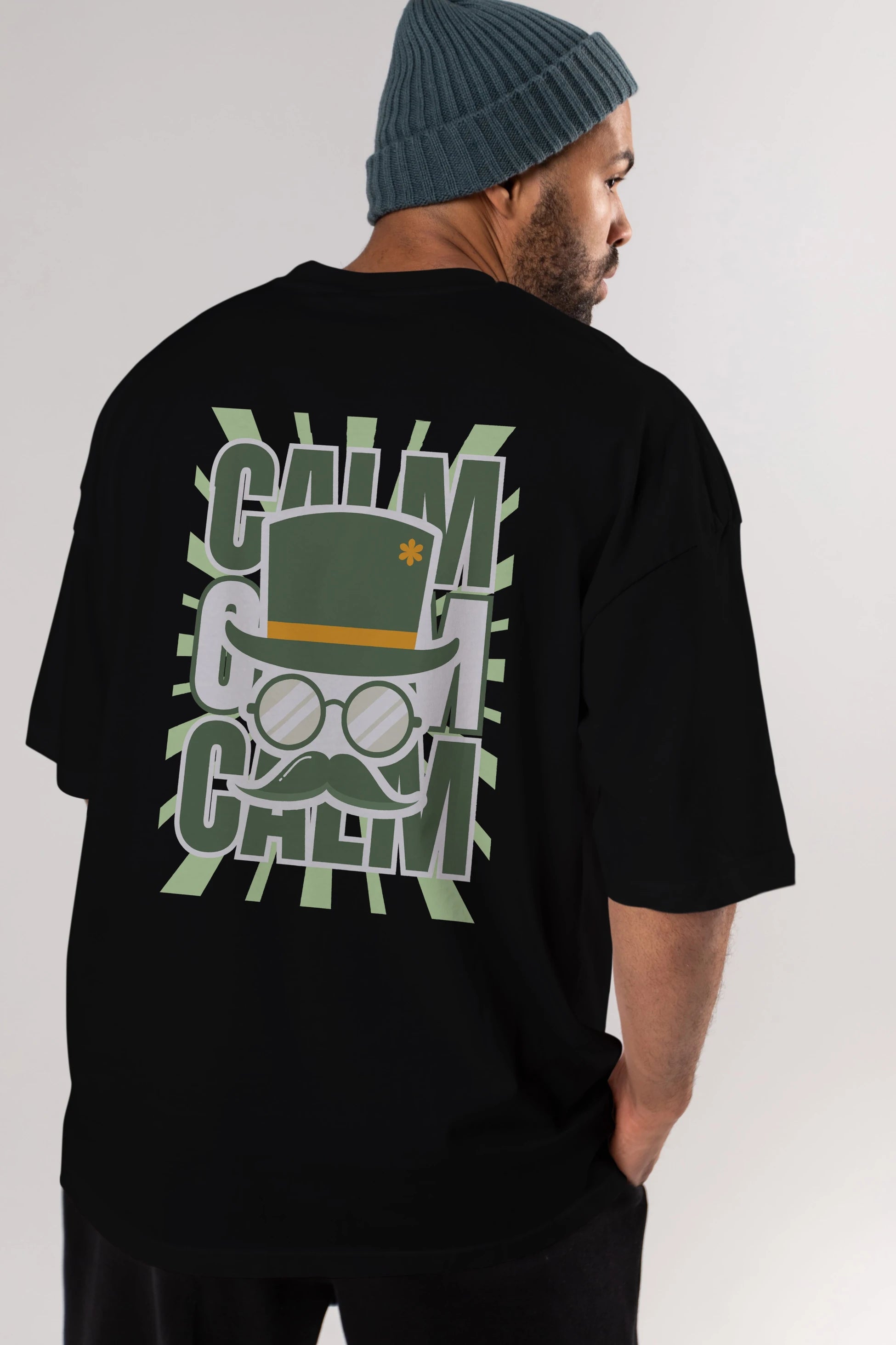 Calm Yazılı Arka Baskılı Oversize t-shirt Erkek Kadın Unisex