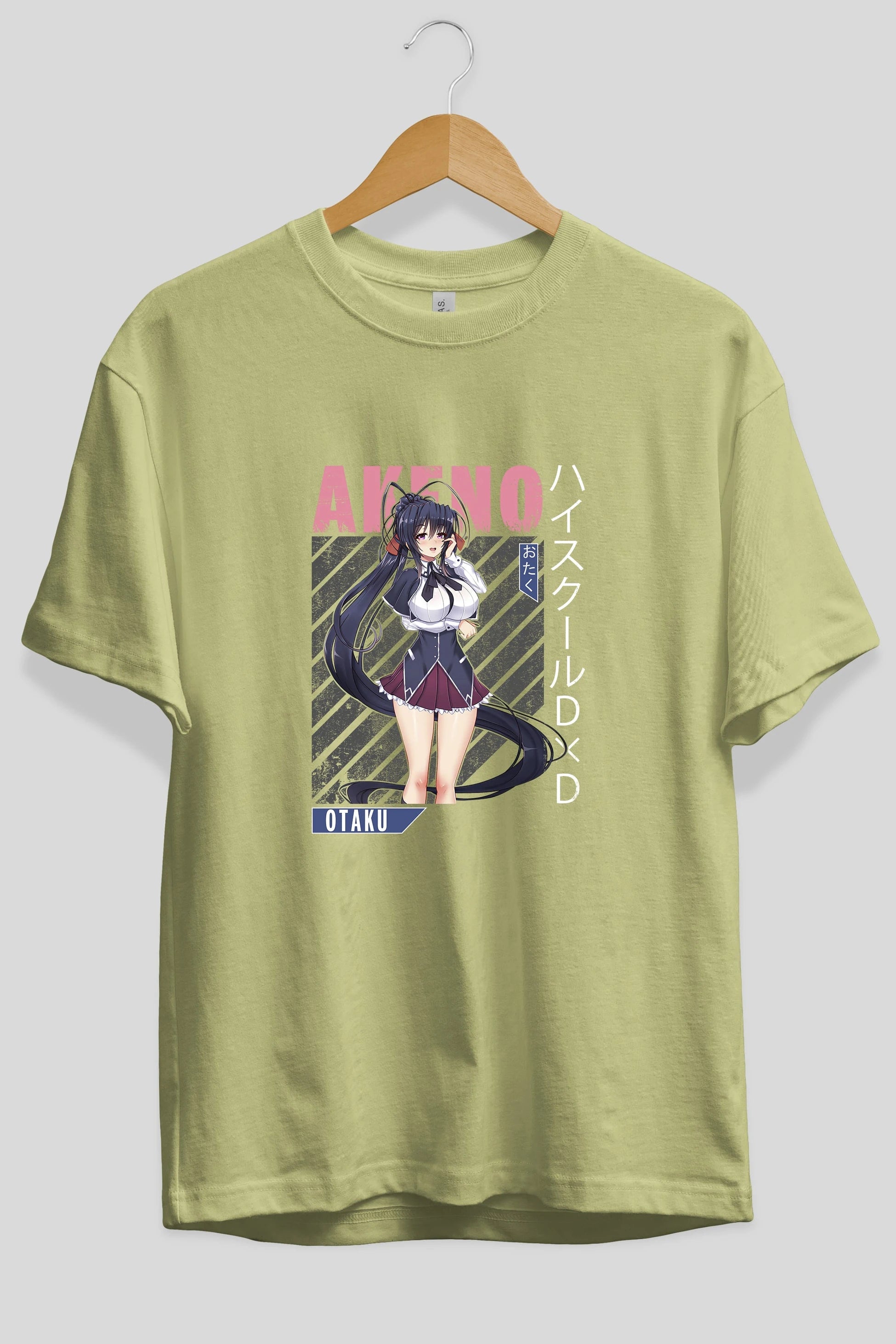 Akeno Himejima 4 Anime Ön Baskılı Oversize t-shirt %100 pamuk Erkek Kadın Unisex