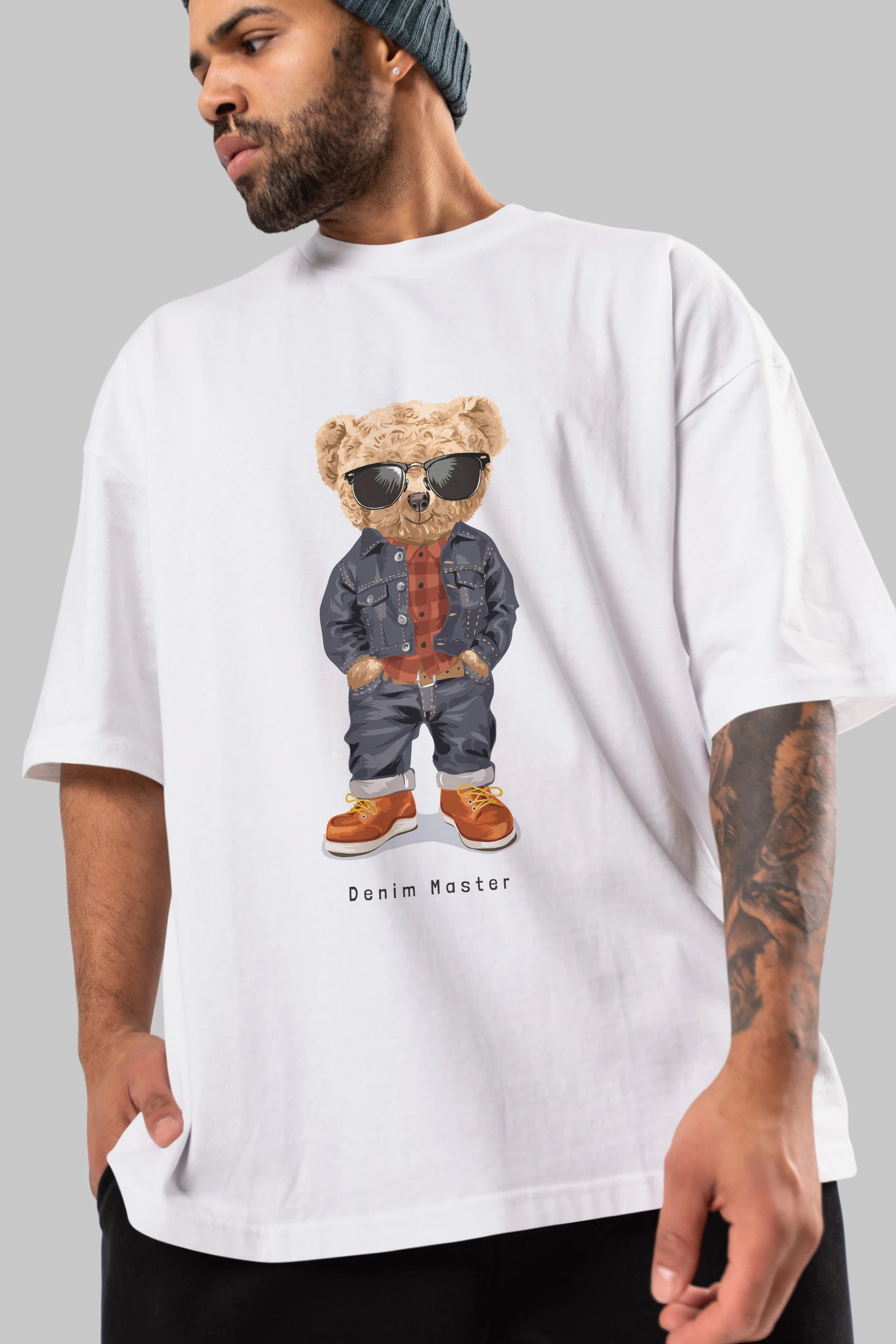 Teddy Bear Tarz Ön Baskılı Oversize t-shirt Erkek Kadın Unisex %100 Pamuk