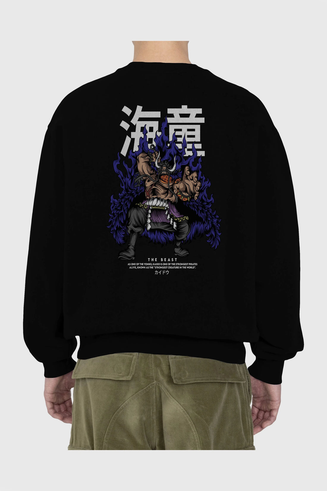 Kaido Anime Arka Baskılı Oversize Sweatshirt Erkek Kadın Unisex