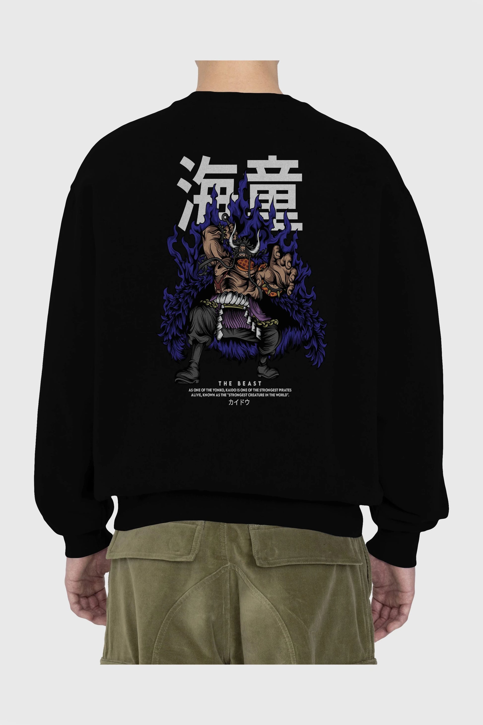 Kaido Anime Arka Baskılı Oversize Sweatshirt Erkek Kadın Unisex