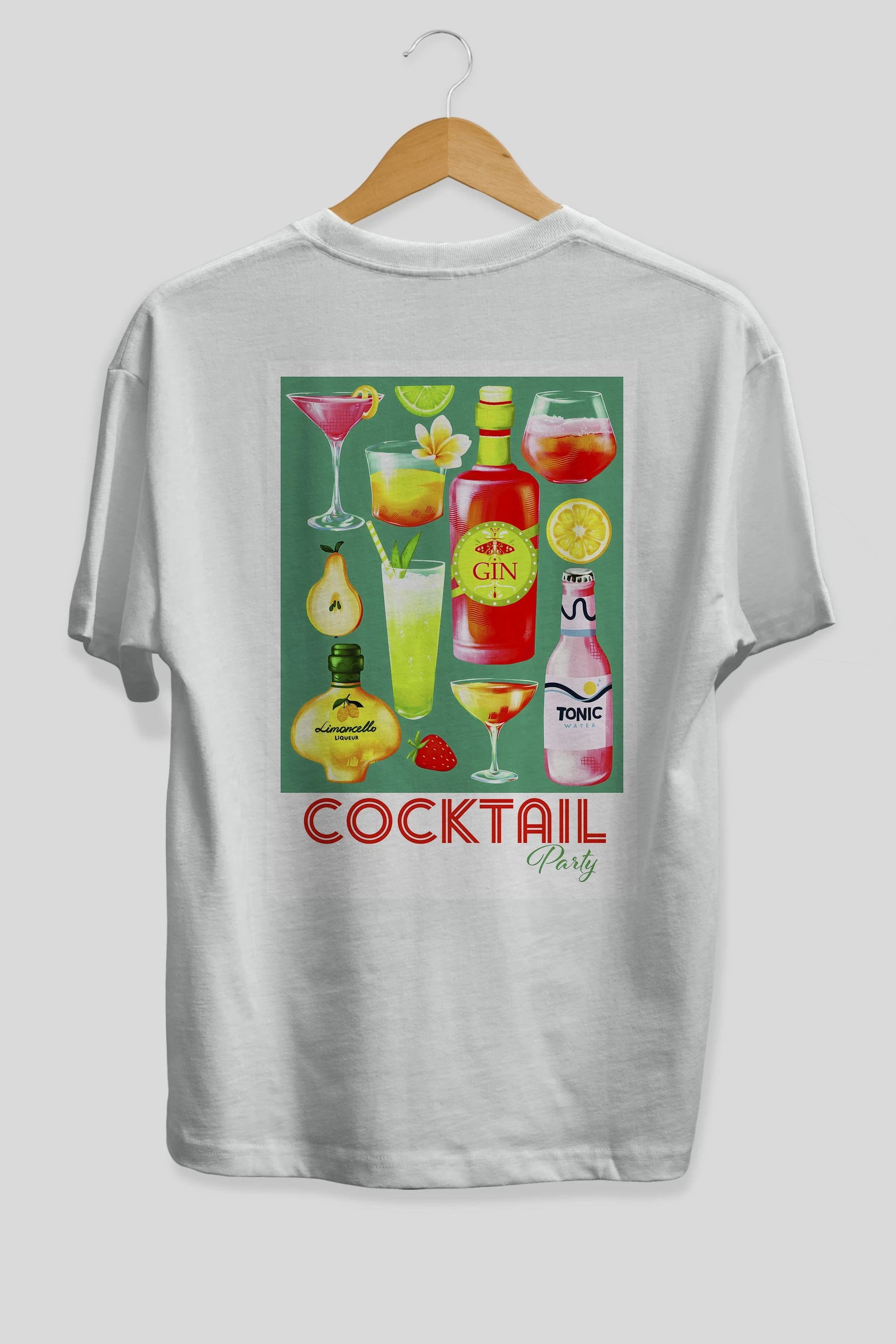 Cocktail Party 2 Arka Baskılı Oversize t-shirt Erkek Kadın Unisex %100 Pamuk Bisiklet Yaka tişort