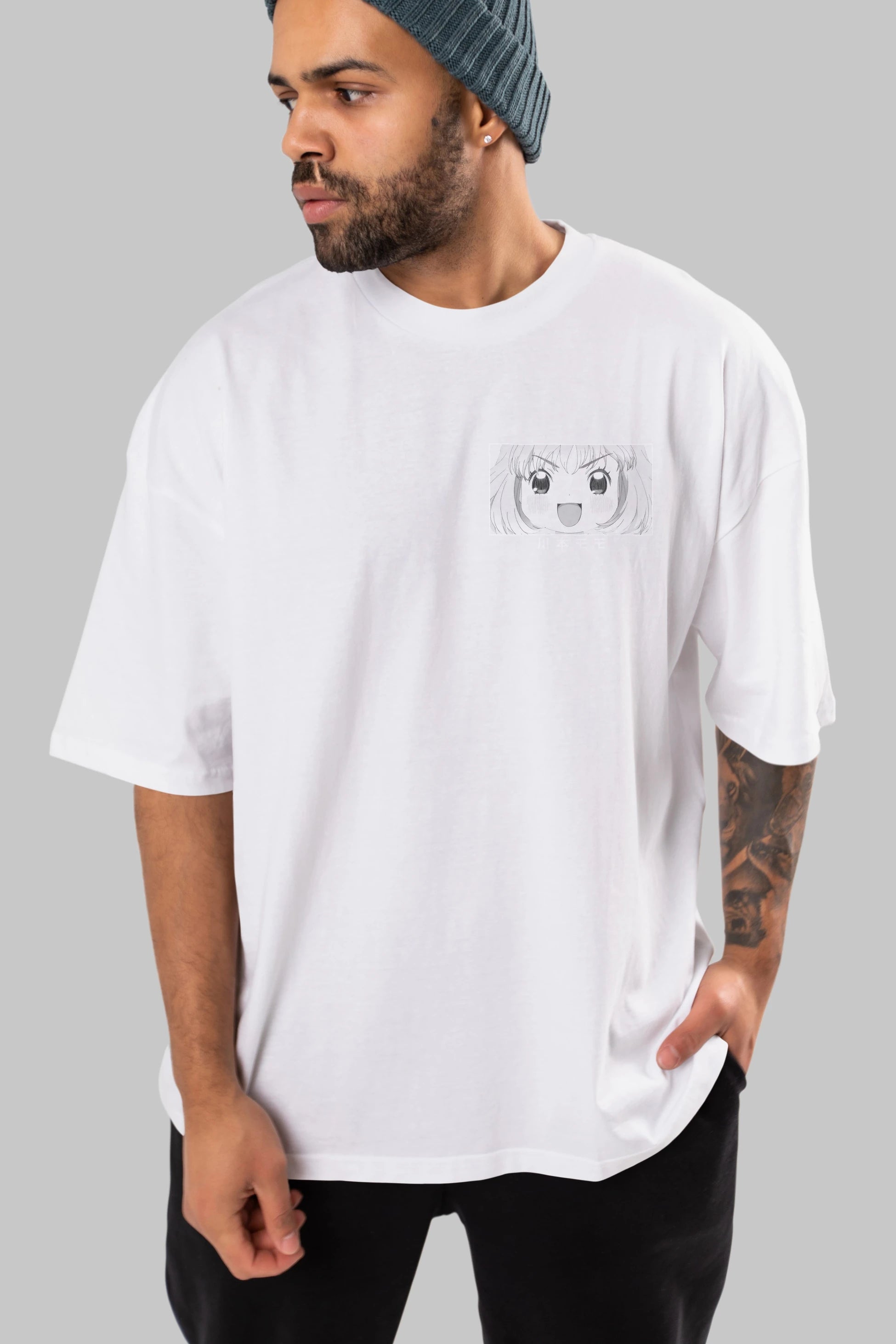 Momo Kawamoto 1 Ön Sol Baskılı Oversize t-shirt Erkek Kadın Unisex %100 Pamuk Bisiklet Yaka tişort