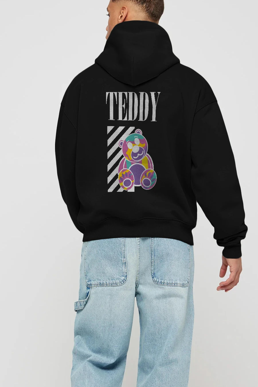Teddy Bear 2 Arka Baskılı Hoodie Oversize Kapüşonlu Sweatshirt Erkek Kadın Unisex