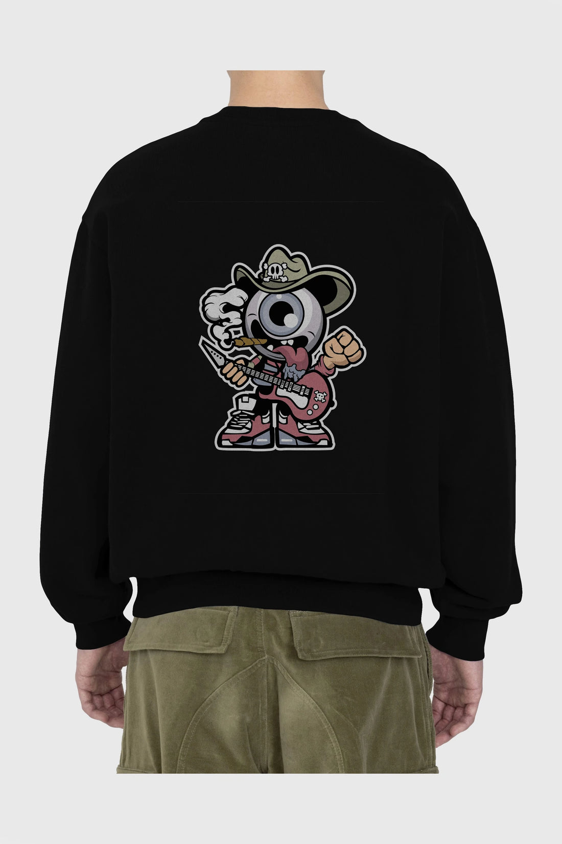 Eyeball Rockstar Cowboy Arka Baskılı Oversize Sweatshirt Erkek Kadın Unisex