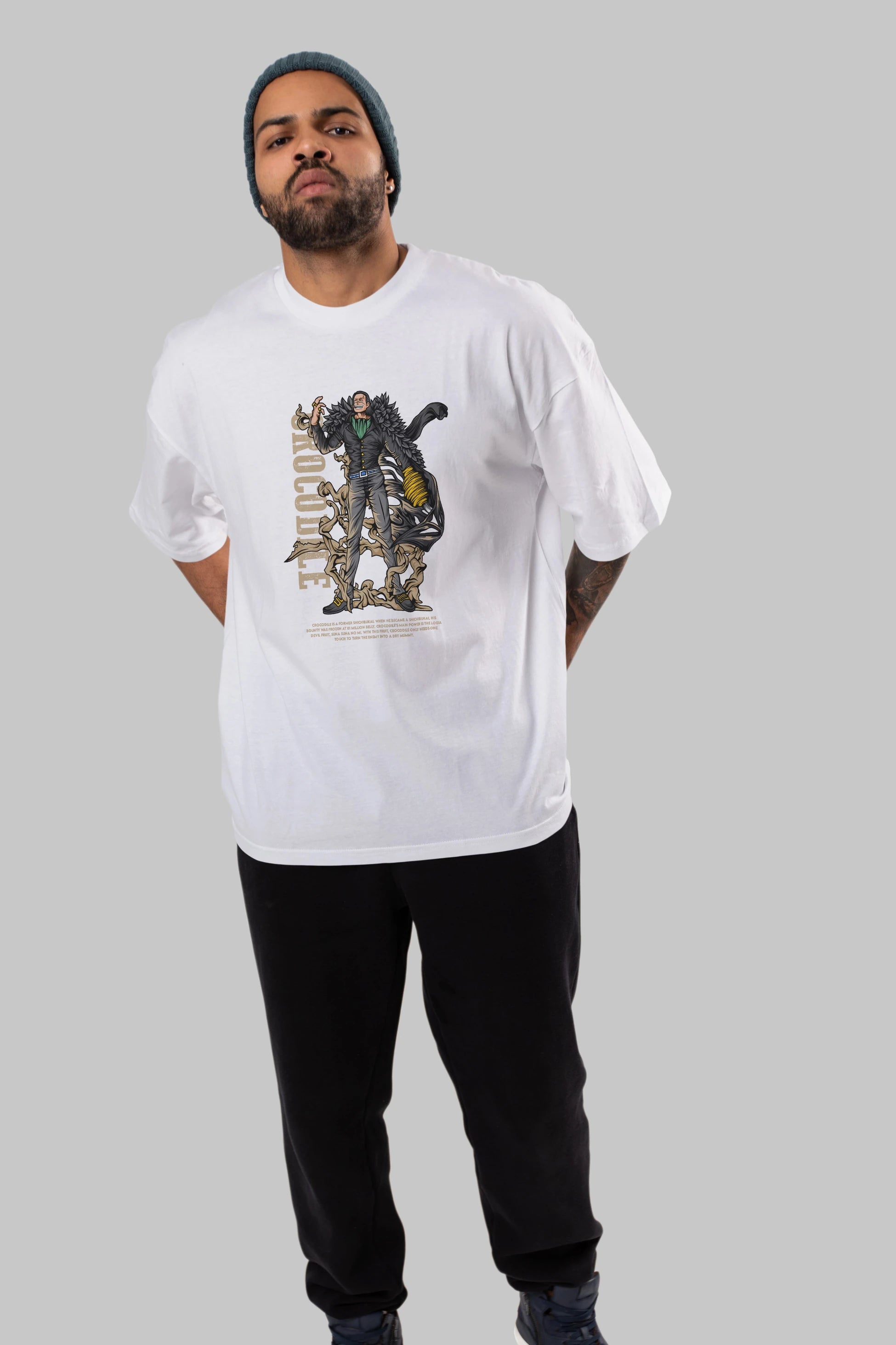 Crocodile Anime Ön Baskılı Oversize t-shirt %100 pamuk Erkek Kadın Unisex