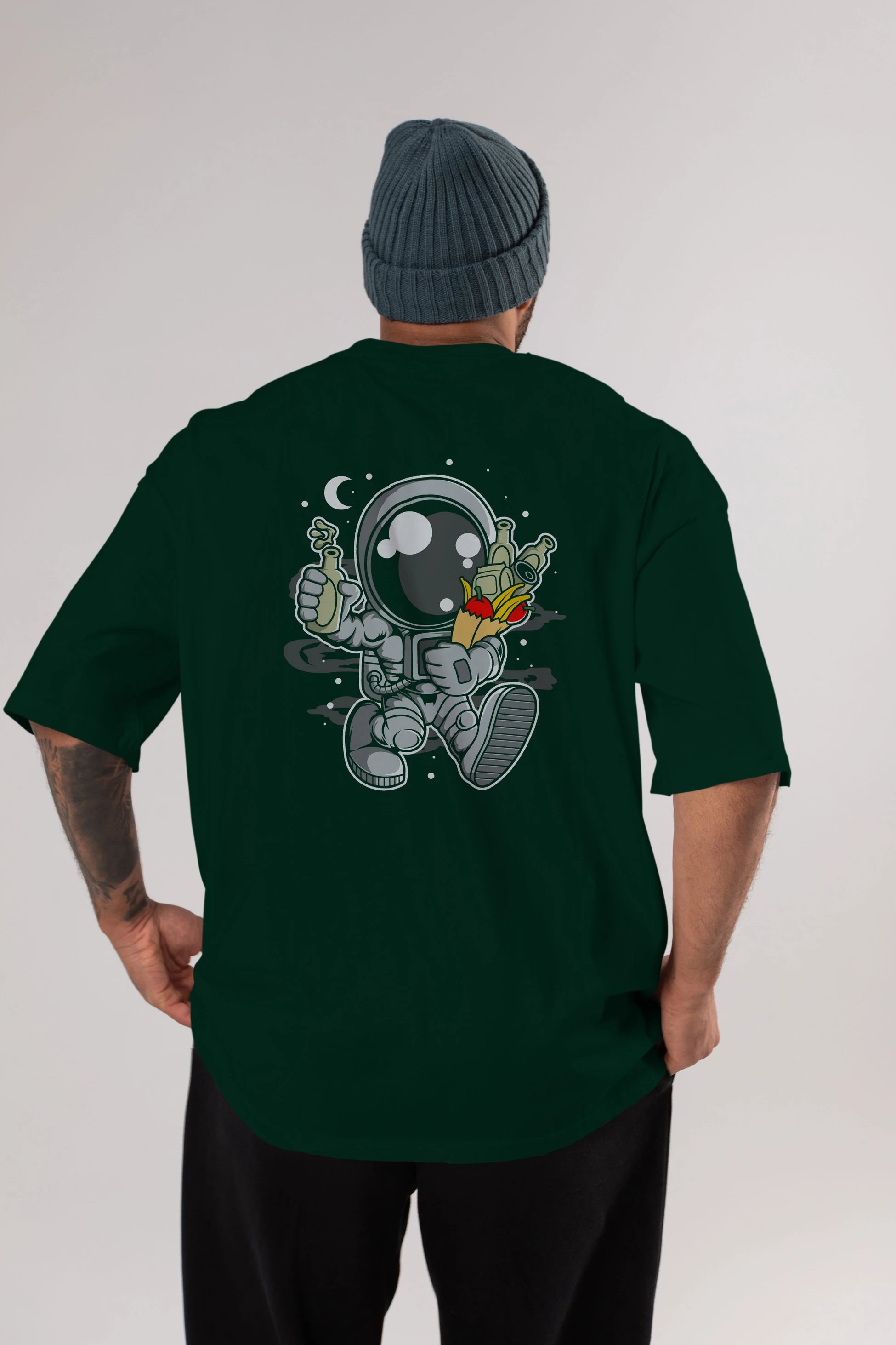 Astronaut Grochery Arka Baskılı Oversize t-shirt Erkek Kadın Unisex