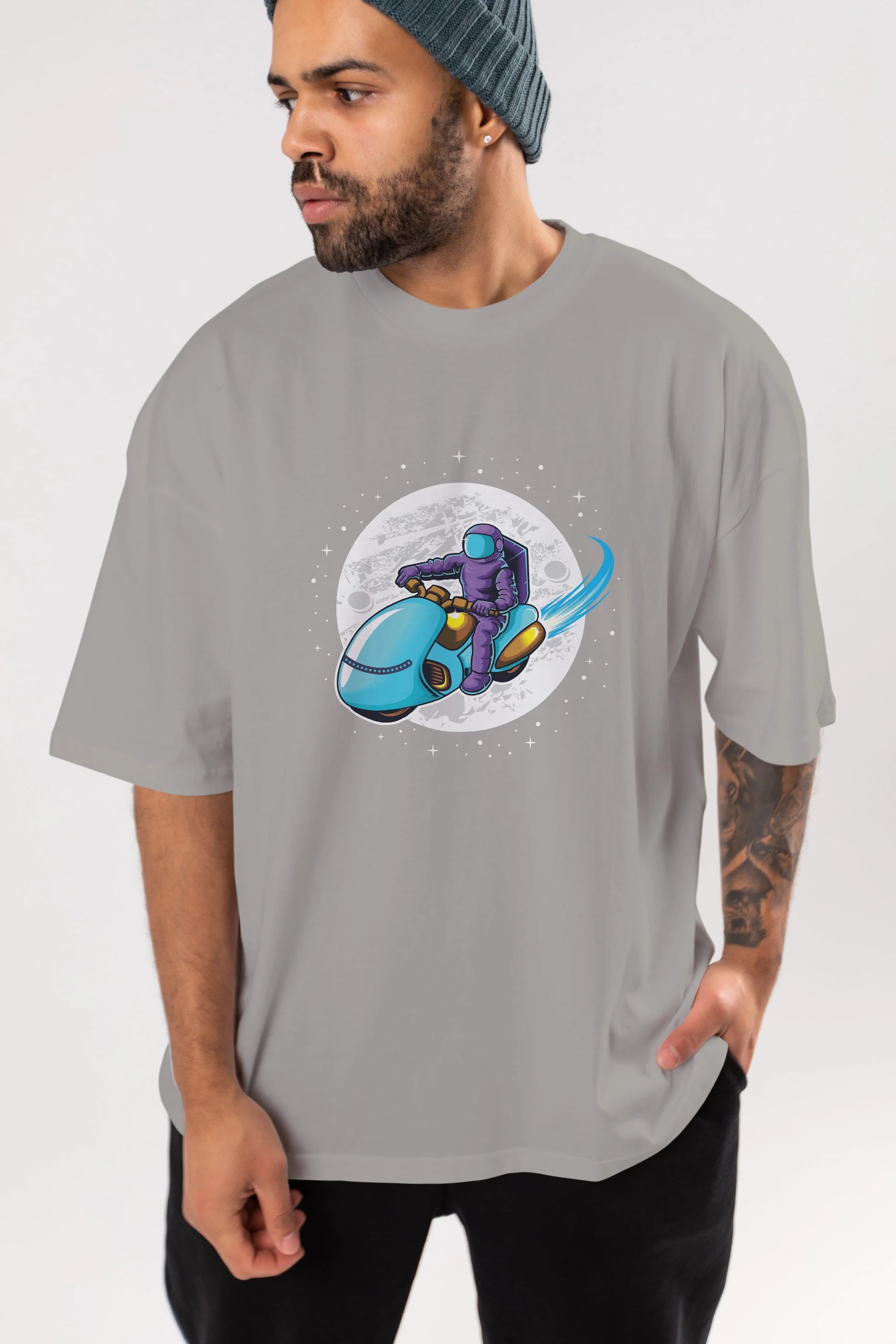 Astrorider in Space Ön Baskılı Oversize t-shirt Erkek Kadın Unisex