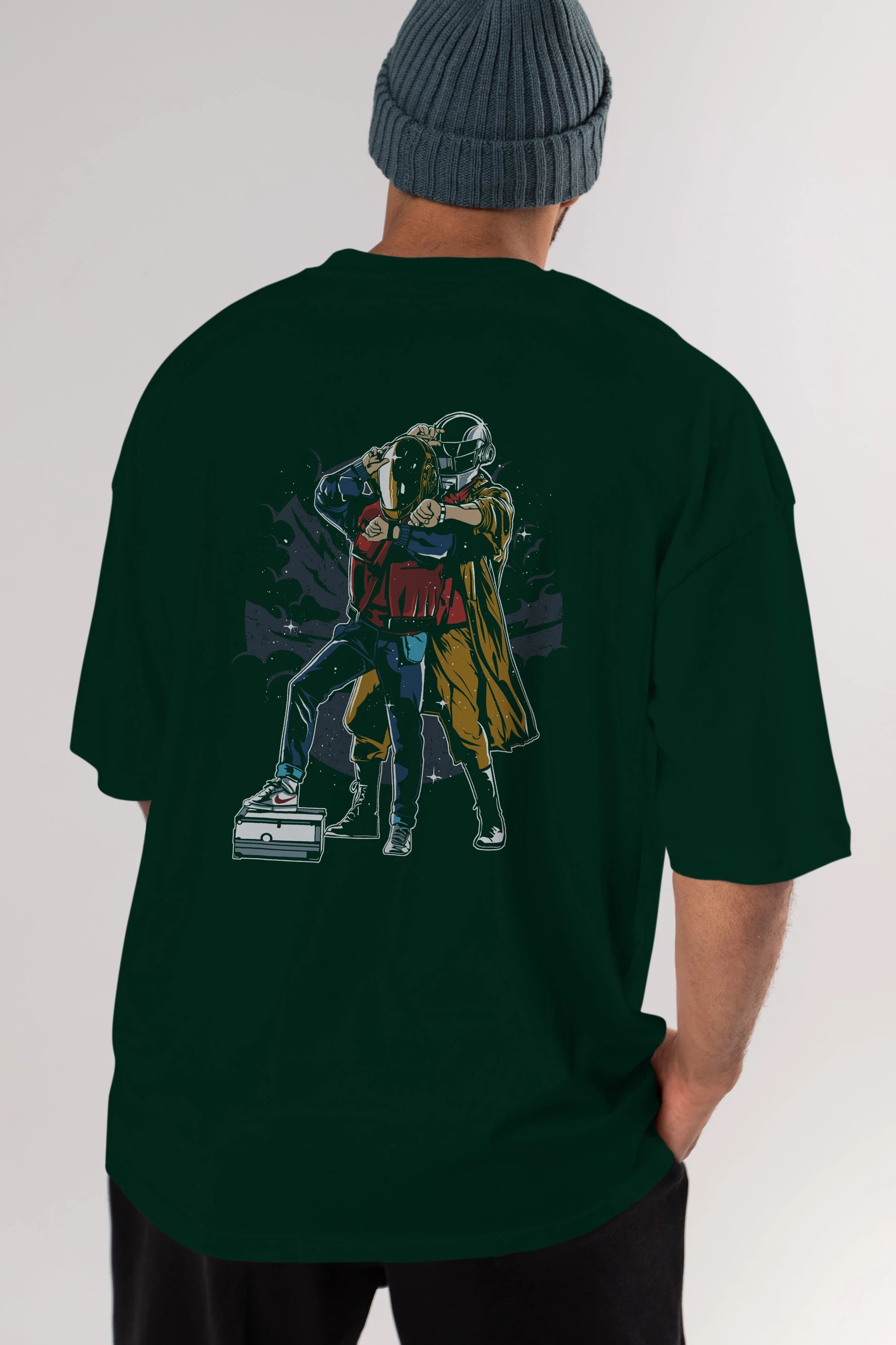 Back To The Beat Arka Baskılı Oversize t-shirt Erkek Kadın Unisex %100 Pamuk
