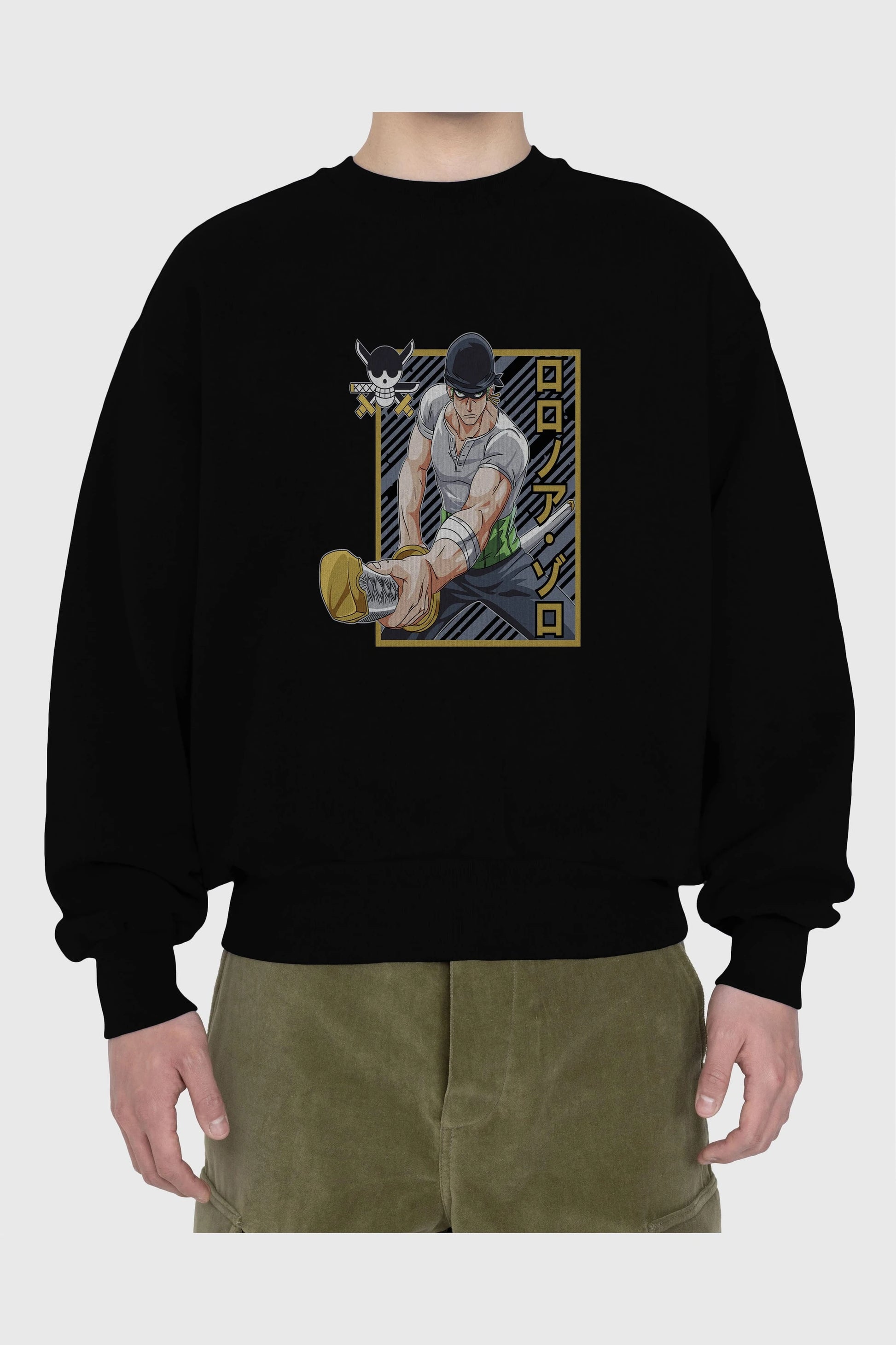 RORONOA ZORO Anime Ön Baskılı Oversize Sweatshirt Erkek Kadın Unisex