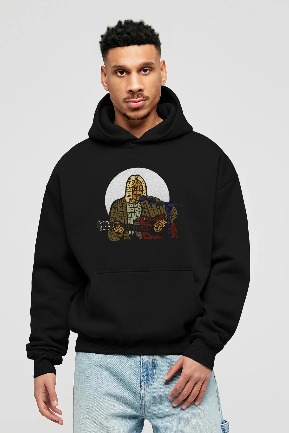 Kurt Cobain Ön Baskılı Hoodie Oversize Kapüşonlu Sweatshirt Erkek Kadın Unisex