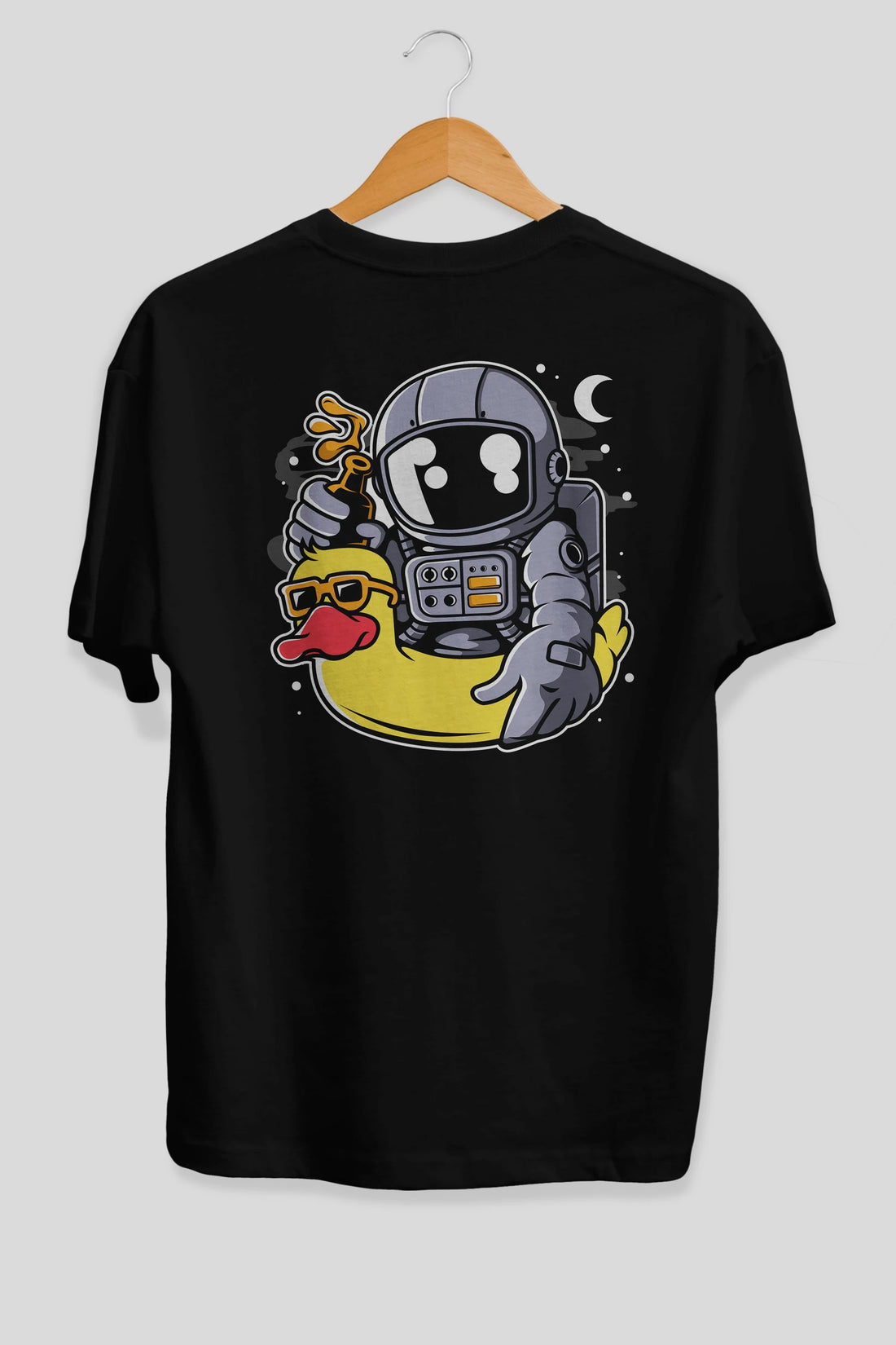 Astronaut Duck Balloon Arka Baskılı Oversize t-shirt Erkek Kadın Unisex