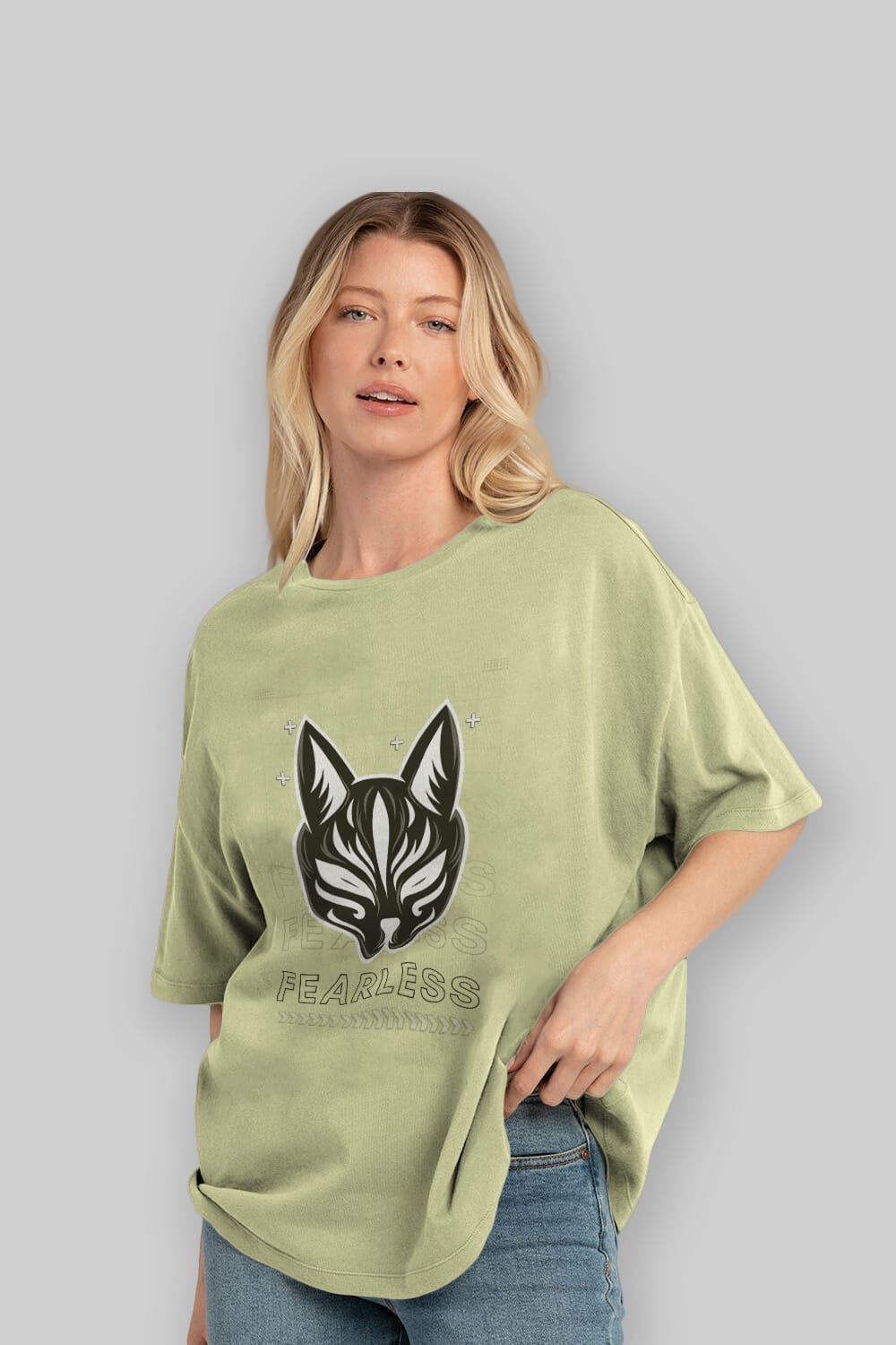 Fearless Yazılı Ön Baskılı Oversize t-shirt Erkek Kadın Unisex