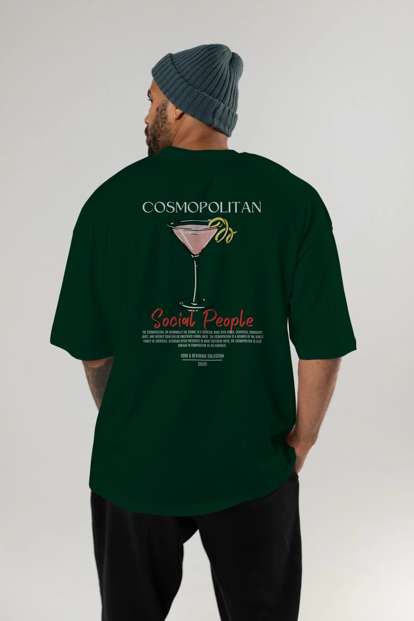 Cosmopolıtan Kokteyl Serisi Baskılı Oversize t-shirt Erkek Kadın Unisex %100 Pamuk Bisiklet Yaka tişort