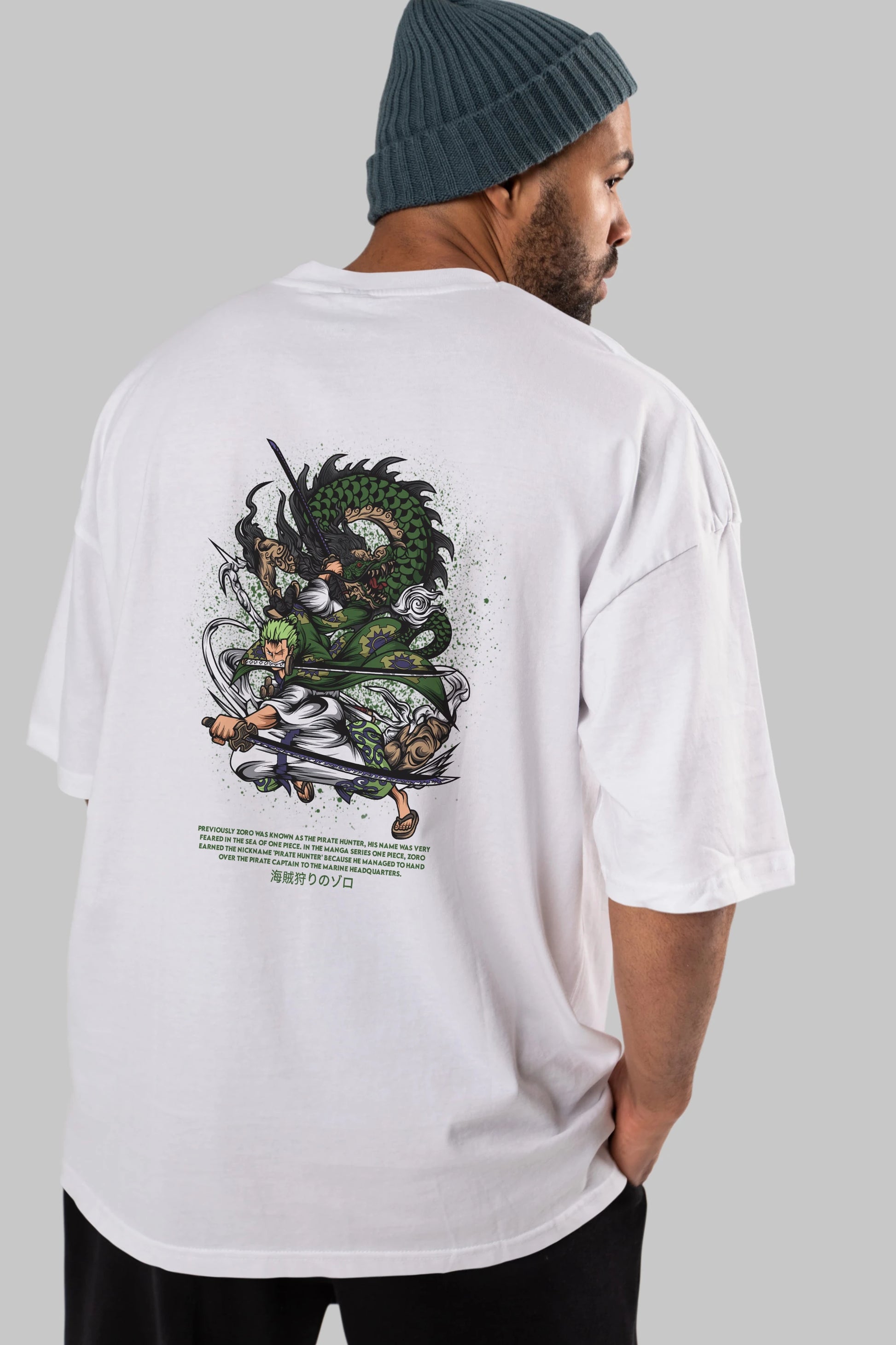 Zoro-ONE PIECE Anime Arka Baskılı Oversize t-shirt Erkek Kadın Unisex