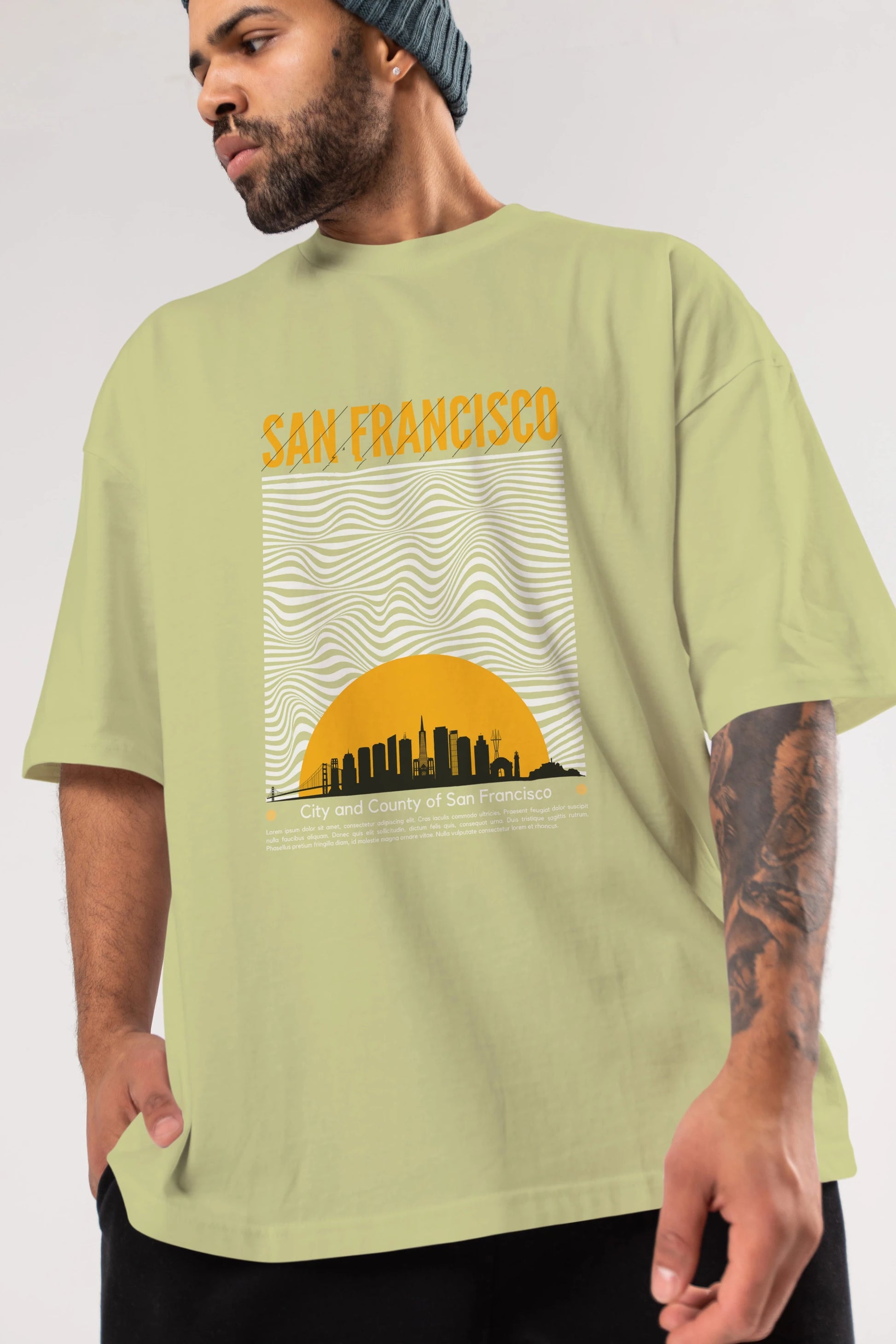 San Francisco Yazılı Ön Baskılı Oversize t-shirt Erkek Kadın Unisex