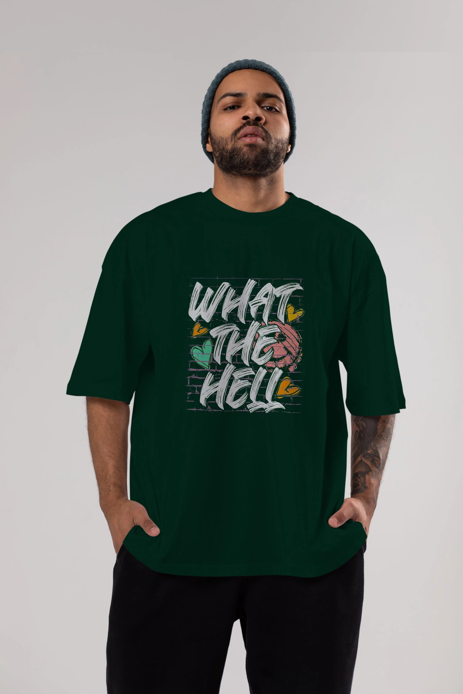 What The Hell Ön Baskılı Oversize t-shirt Erkek Kadın Unisex