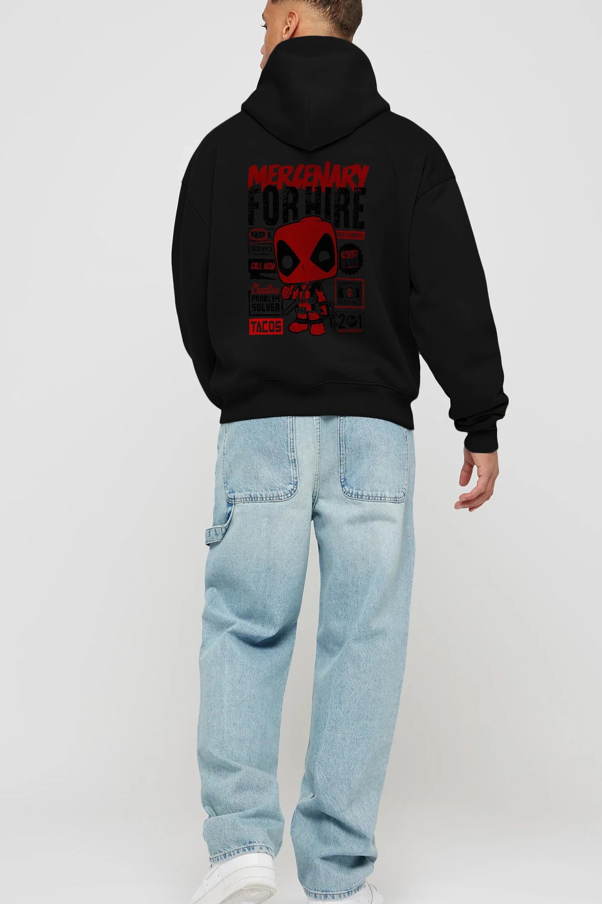 Deadpool (18) Arka Baskılı Hoodie Oversize Kapüşonlu Sweatshirt Erkek Kadın Unisex