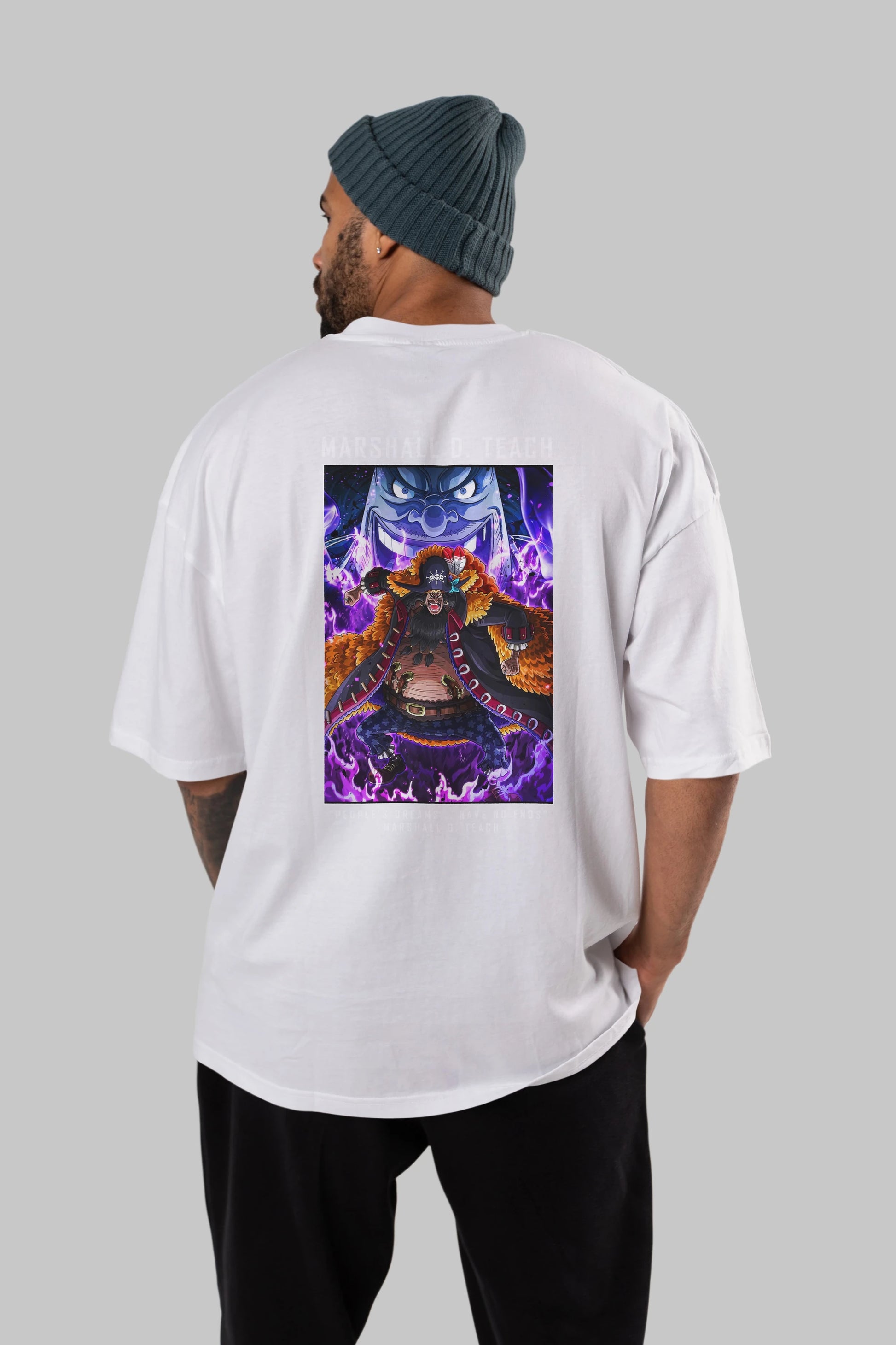 Blackbeard Anime Arka Baskılı Oversize t-shirt Erkek Kadın Unisex %100 pamuk tişort