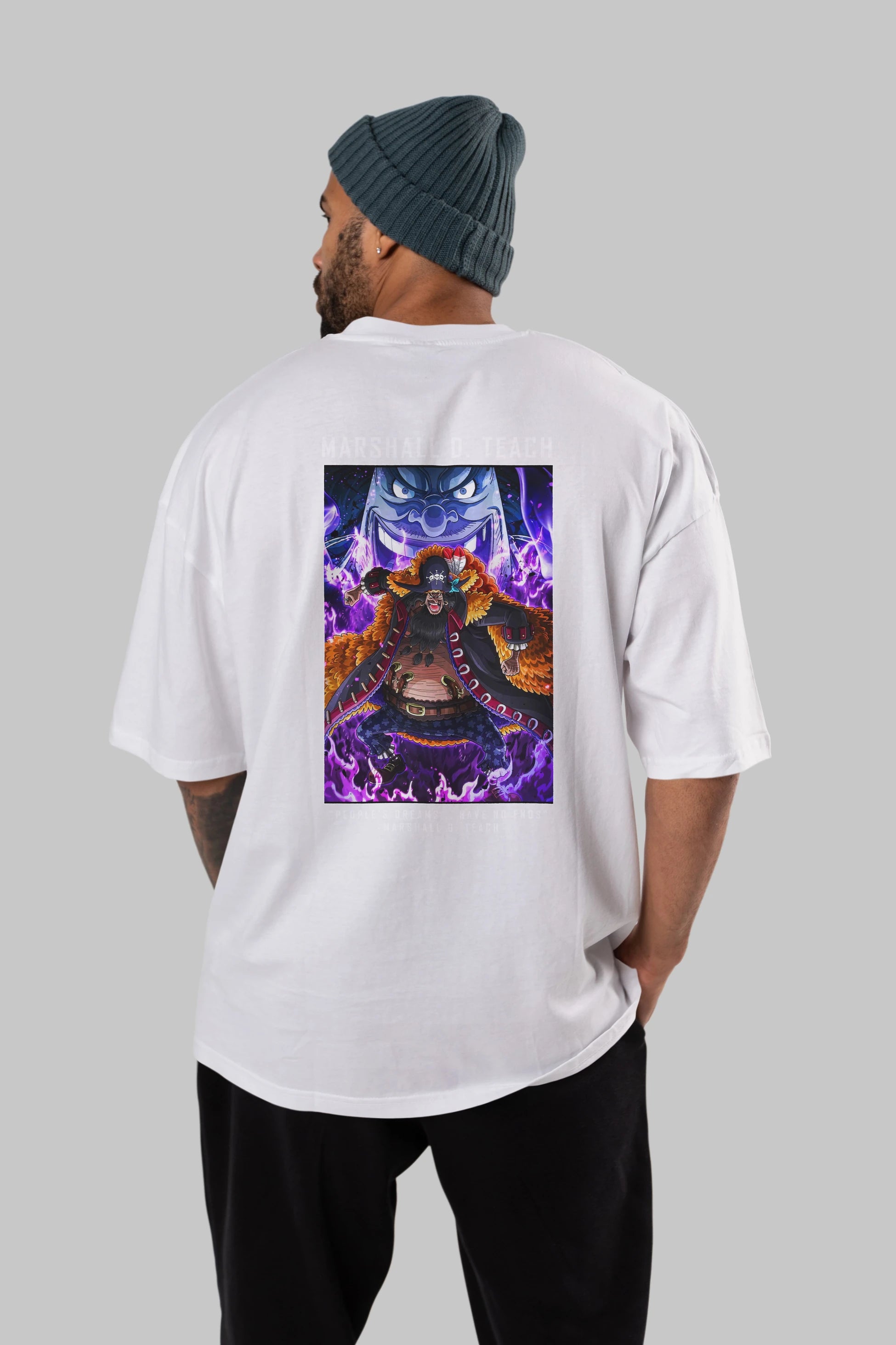 Blackbeard Anime Arka Baskılı Oversize t-shirt Erkek Kadın Unisex %100 pamuk tişort