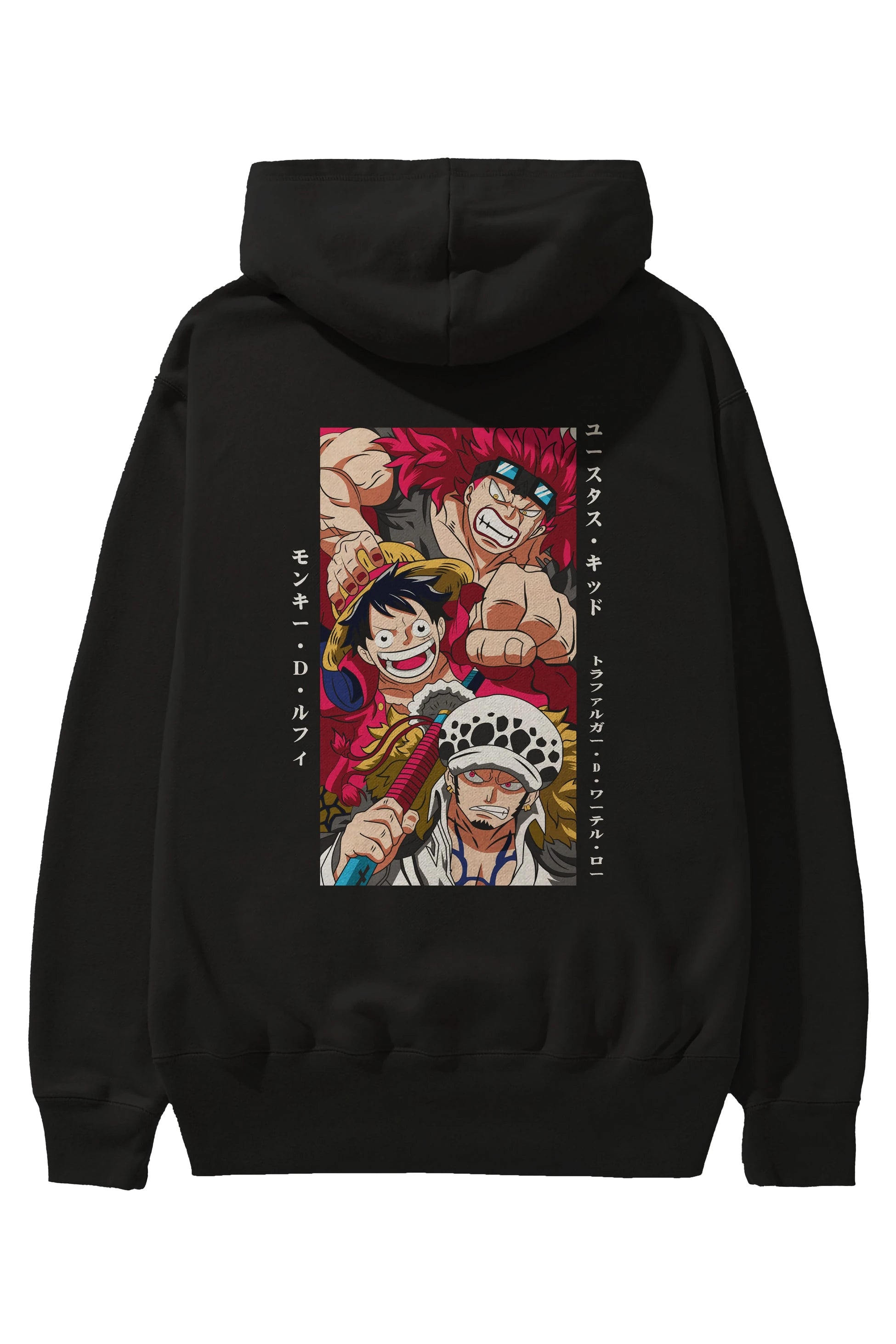 SUPER NOVAS one piece Anime Arka Baskılı Hoodie Oversize Kapüşonlu Sweatshirt Erkek Kadın Unisex