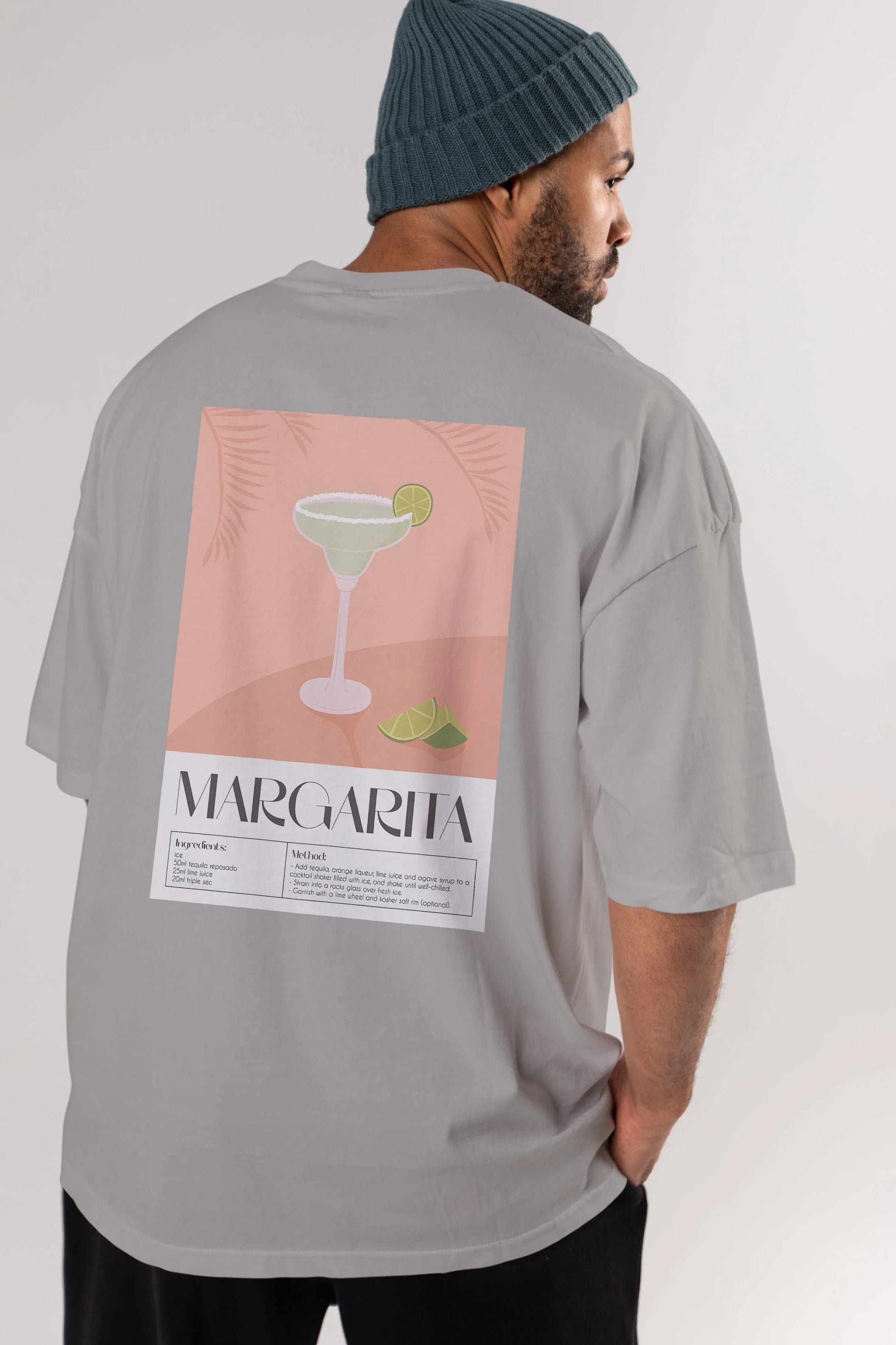 Margarita 5 Arka Baskılı Oversize t-shirt Erkek Kadın Unisex %100 Pamuk Bisiklet Yaka tişort